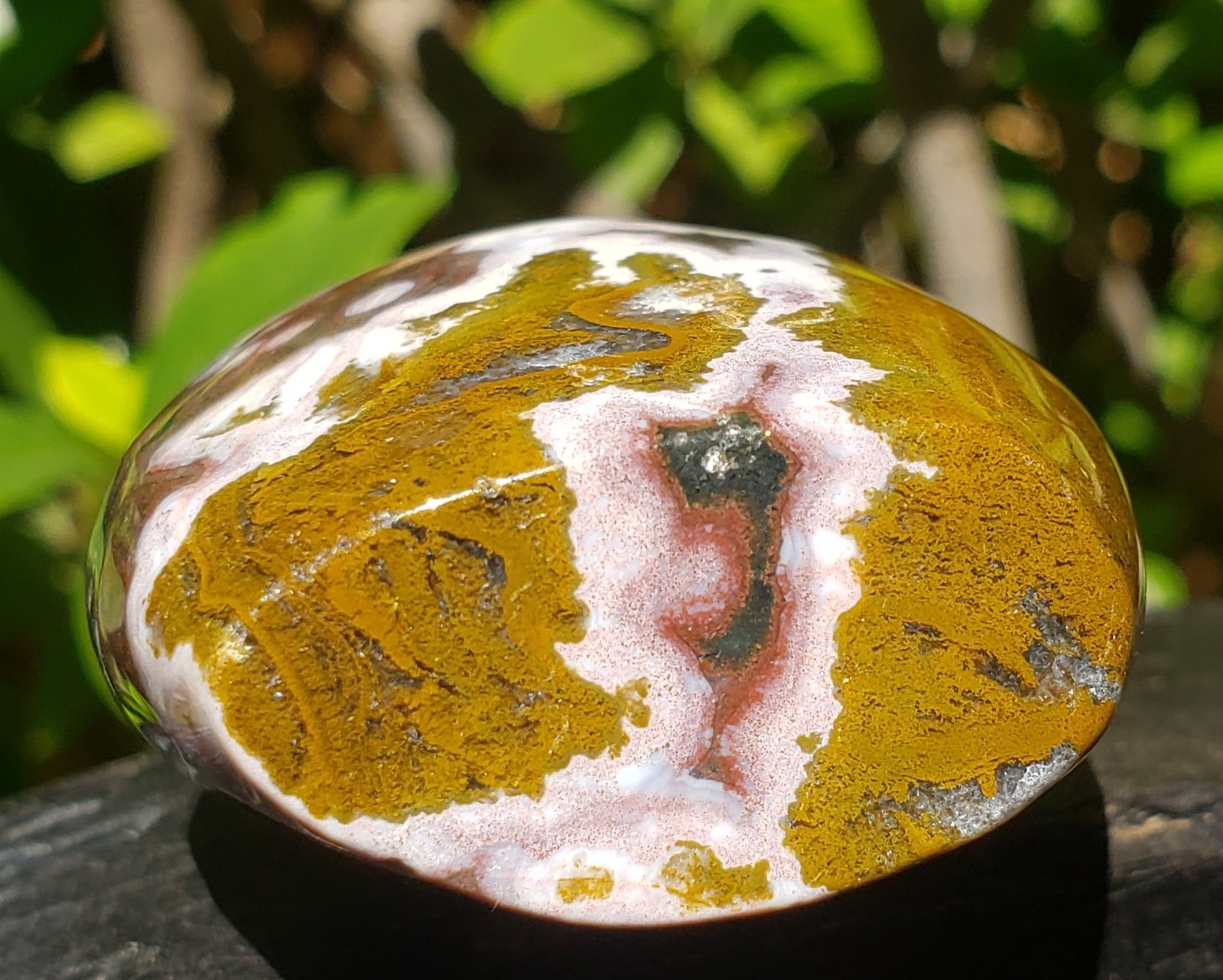 3″ Natural 8th Vein Orbicular Ocean Jasper Crystal Quartz UV Tear Free Form
