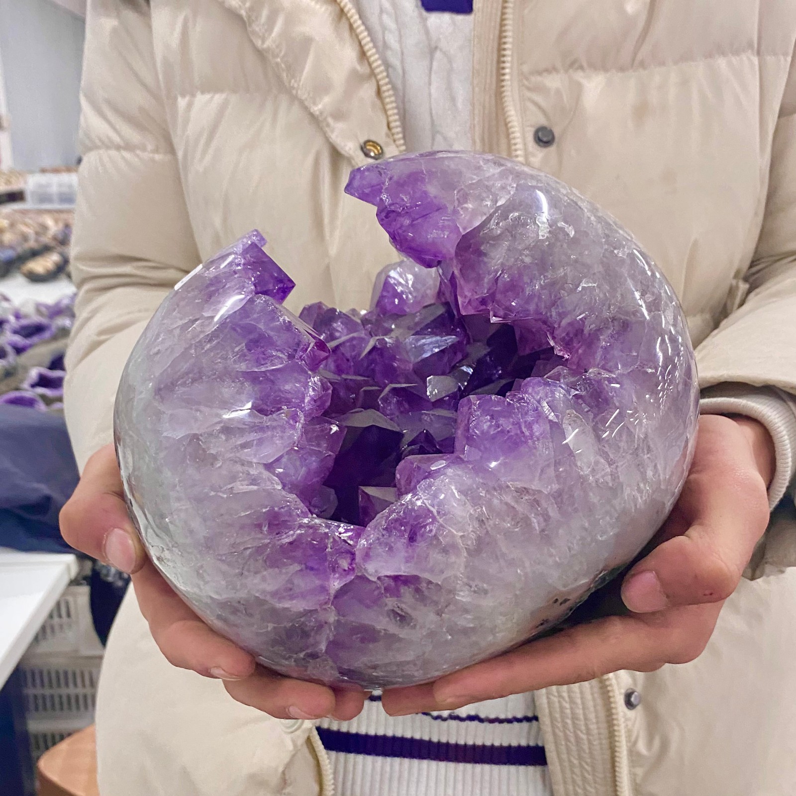 17.85LB Natural Amethyst geode quartz cluster crystal specimen Healing.