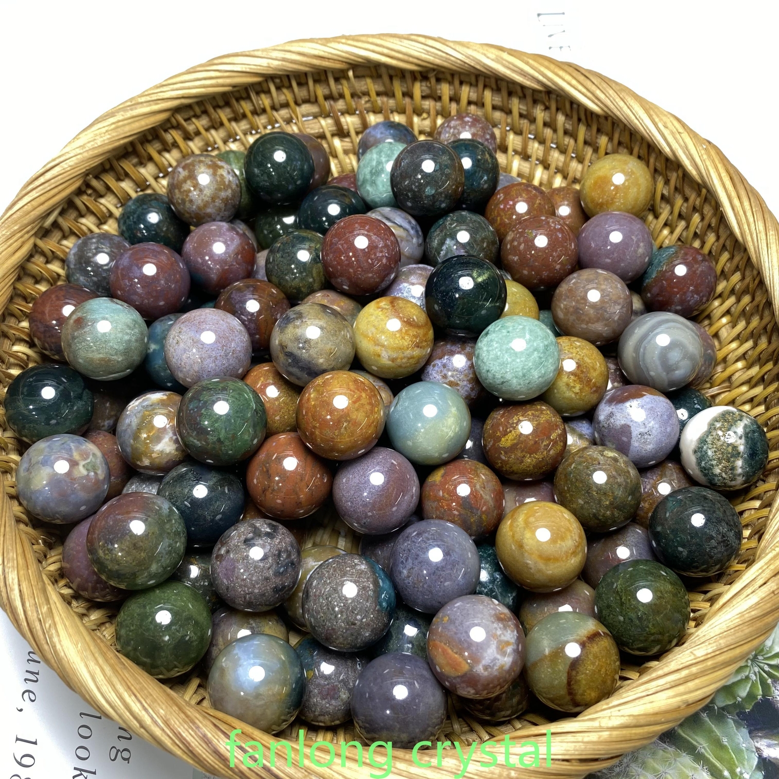 5pc Natural Ocean jasper Ball Sphere Quartz Crystal Mineral Gem Healing 20mm