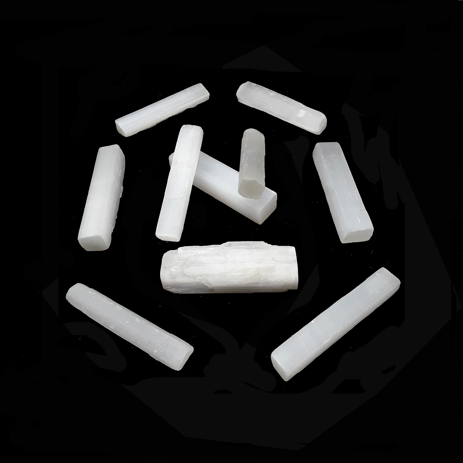 Natural Selenite Small Rough Points Logs Wands Sticks 3″ Inches 10 Piece Set