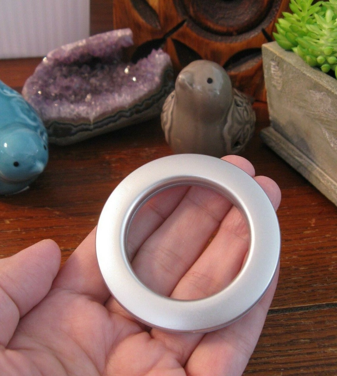 New Silver Color Acrylic Sphere, Egg, Geode, Crystal Display Stand Holder 2.39″