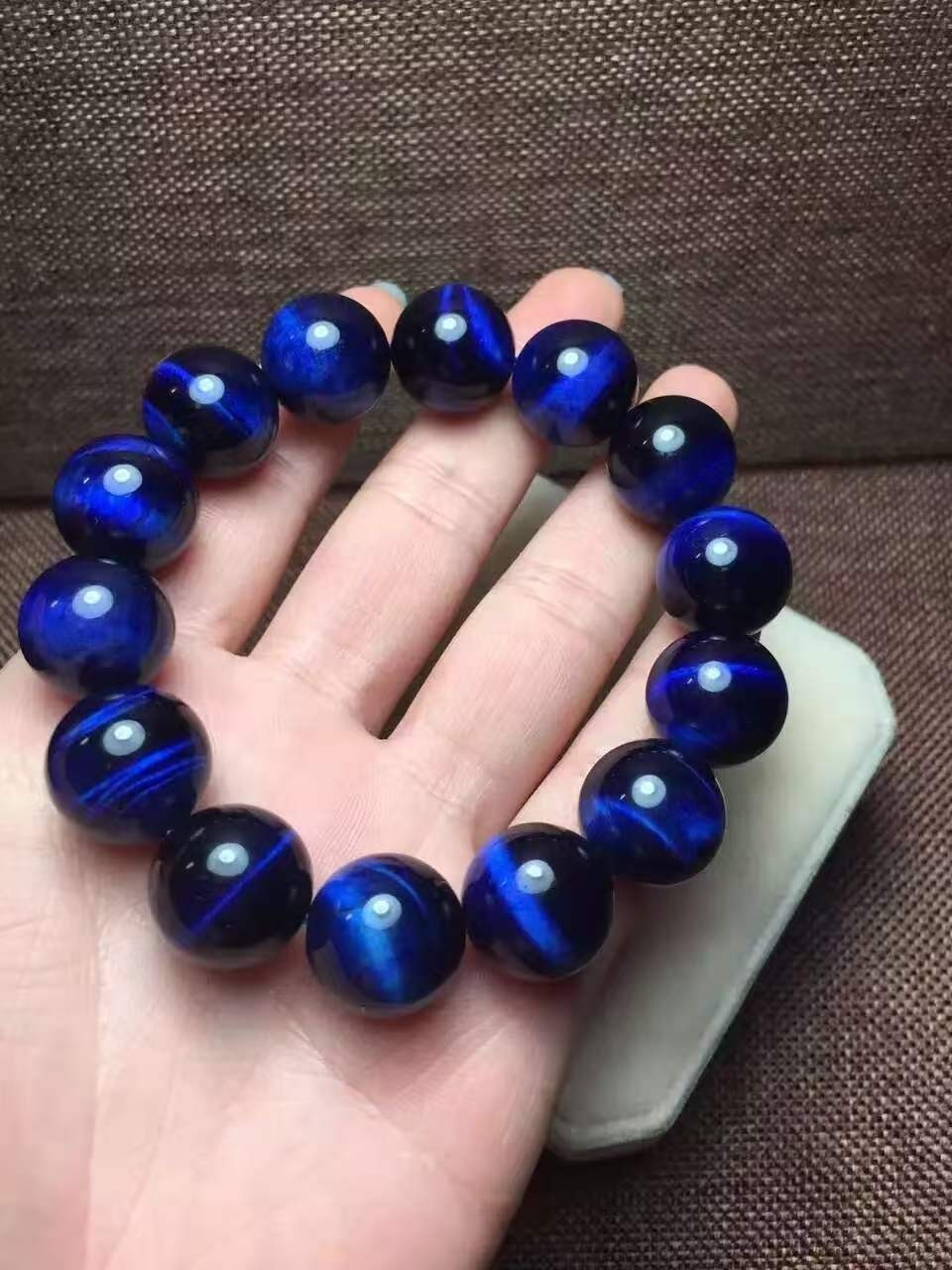 Rare Natural Blue Dual Tone Tiger’s Eye round beads Bracelet