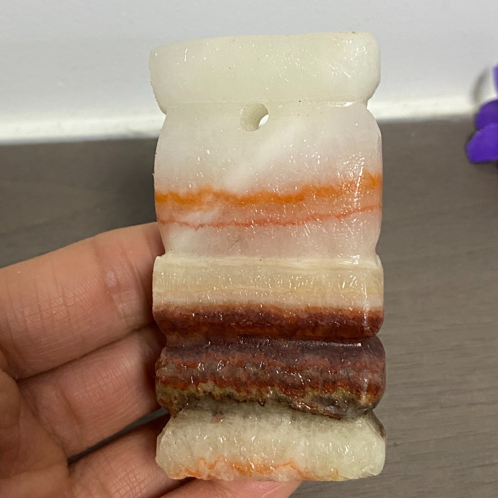 75-39-18mm NATURAL Pork stone quartz crystal Hand carving marbled meat