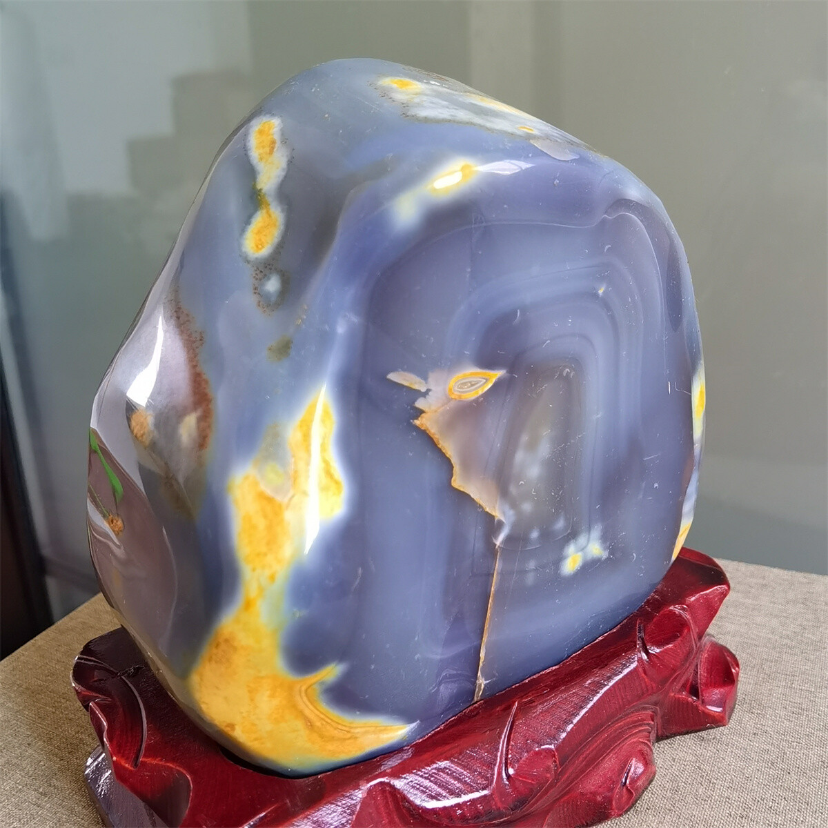 2.45Kg Beautiful Colourful agate Geode polishing furnishing article A712