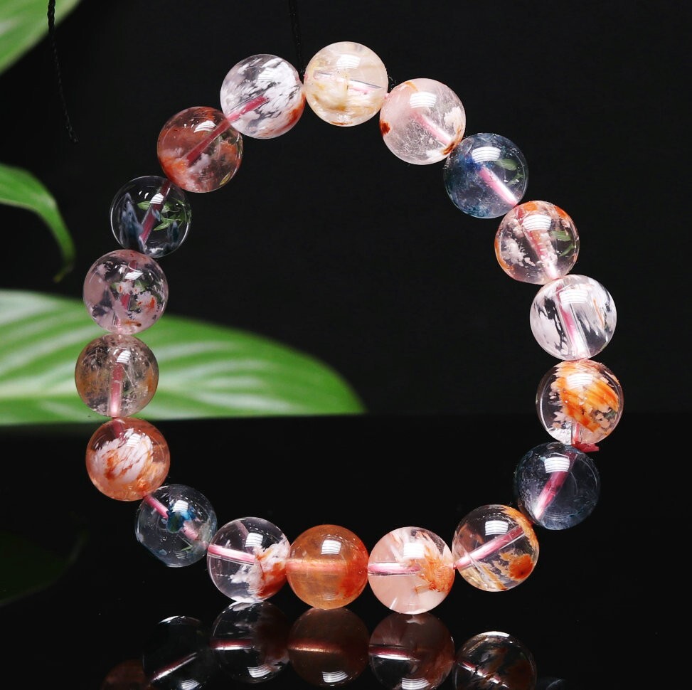 11mm Natural Colorful Snowflake Crystal Quartz Beads Bracelet 1338