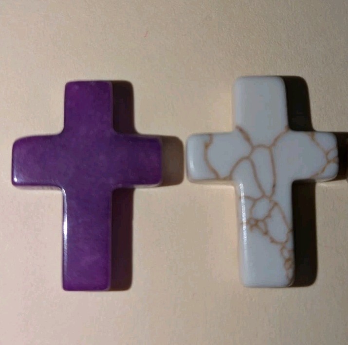 1″ Mini Crystal Crosses Natural Quartz Cross Shaped Worry Stones Charms – #8