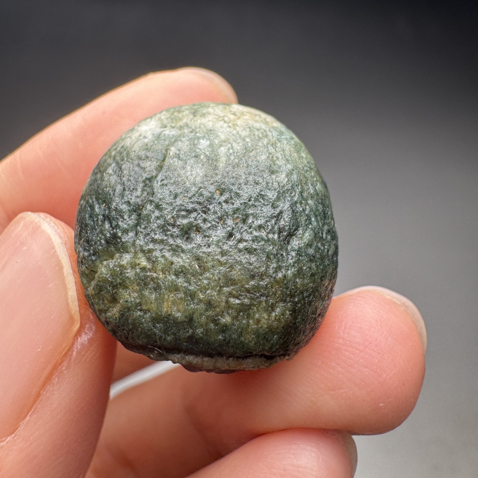 2.2cm/12.2G Raw Alxa Gobi Green Purple Single Relief Eye Agate #6693