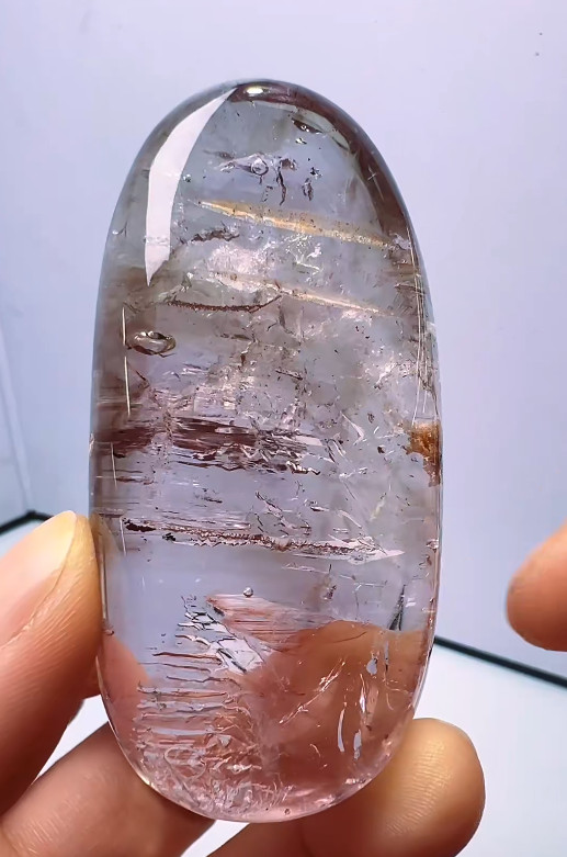 70*34*21mm Natural Enhydro Quartz Moving Water Drop Specimens Palm Reiki