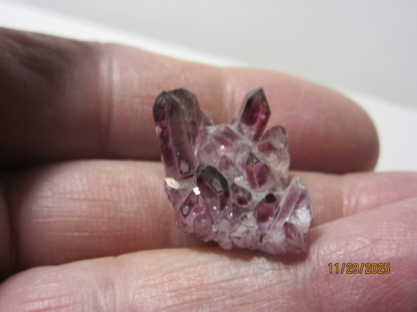 Rare Raspberry Aura Quartz 1 1/8 Inch Cluster Collectible RAQCC-7