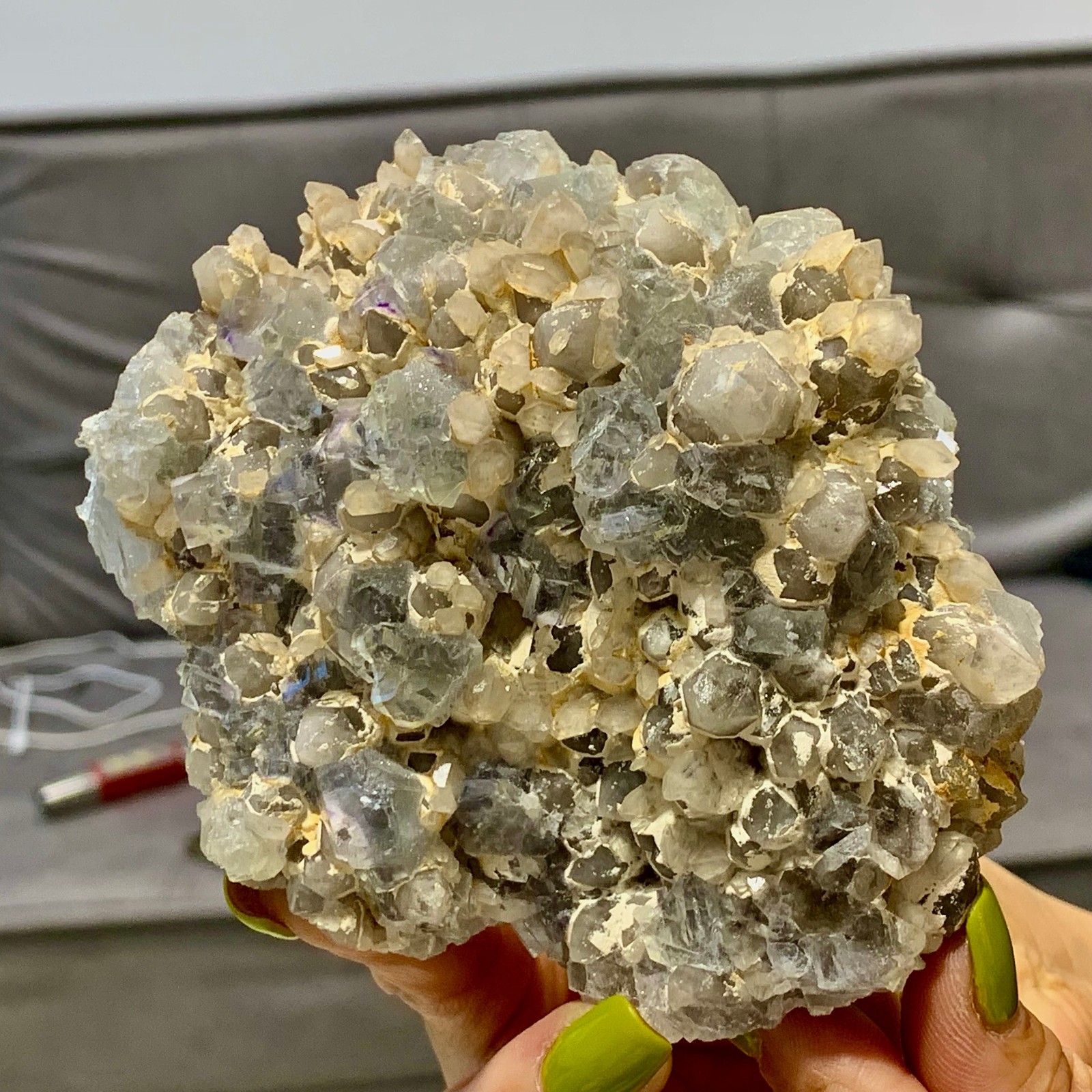 1.29LB Natural Fluorite+Crystal Cluster Mineral Specimen/InnerMongolia