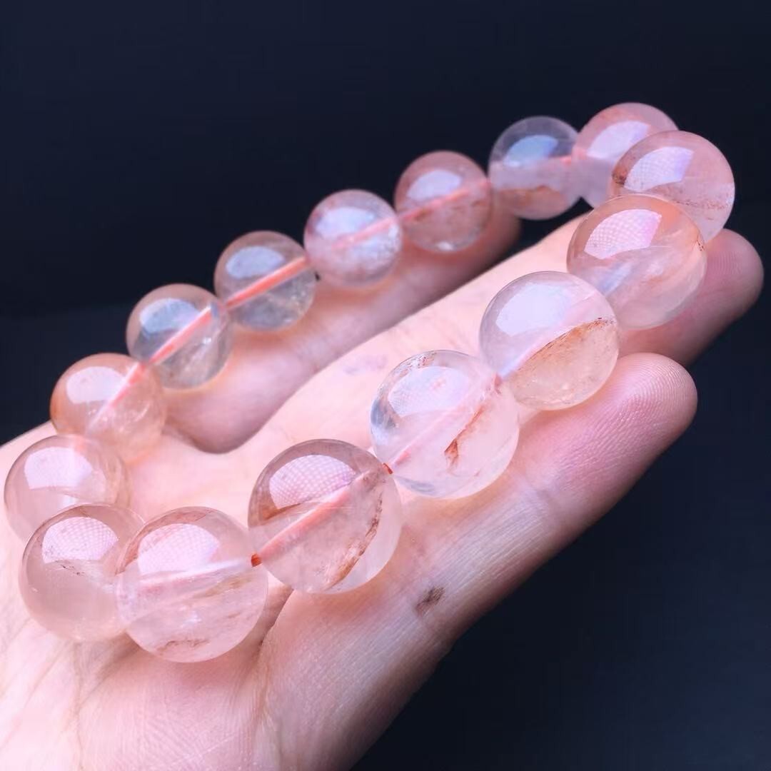 17mm Natural Fire Quartz Bead Bracelet Reiki Crystal Quartz Healing Decorate 1pc