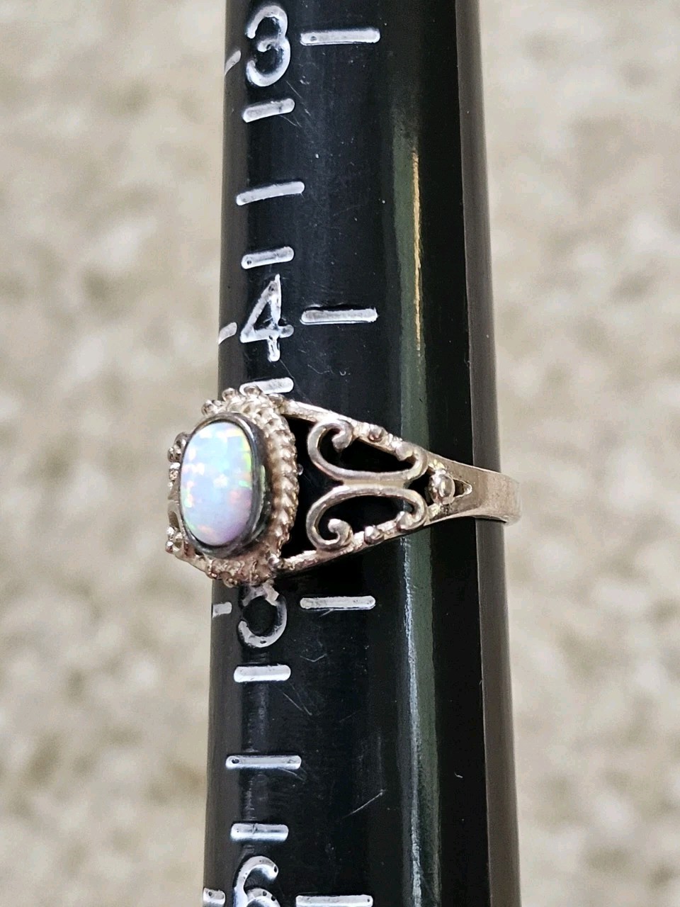 Sterling Silver Lab Created Opal Ring, Size 4.5, Crystals & Stones Mineral