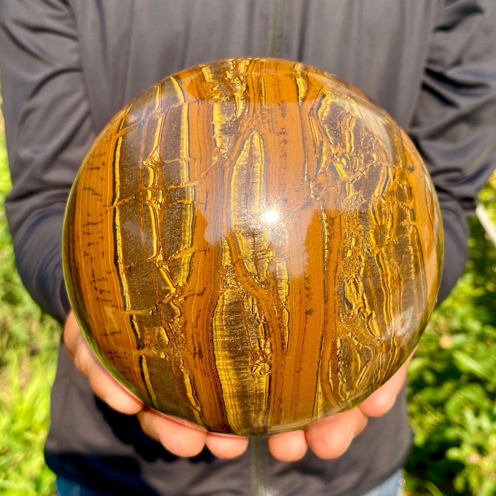 5.95LB Large Natural Tiger Eye Stone Crystal Ball Quartz Healing Sphere Décor