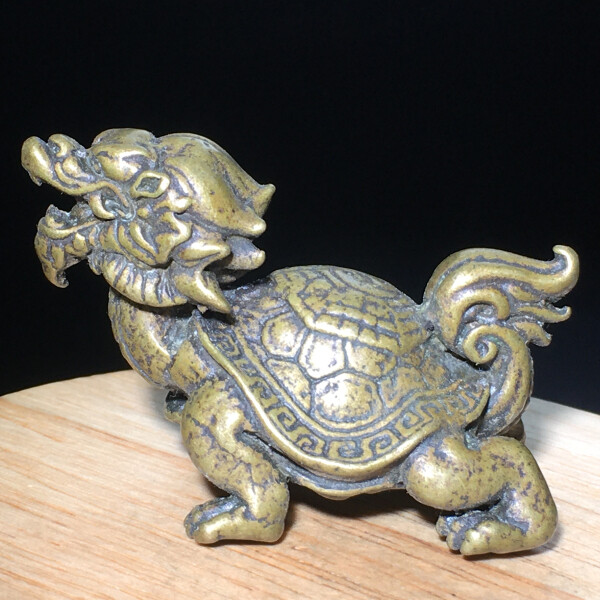 103g Ancient Chinese Handcrafted.Brass Exquisite. Dragon turtle sculpture.gift
