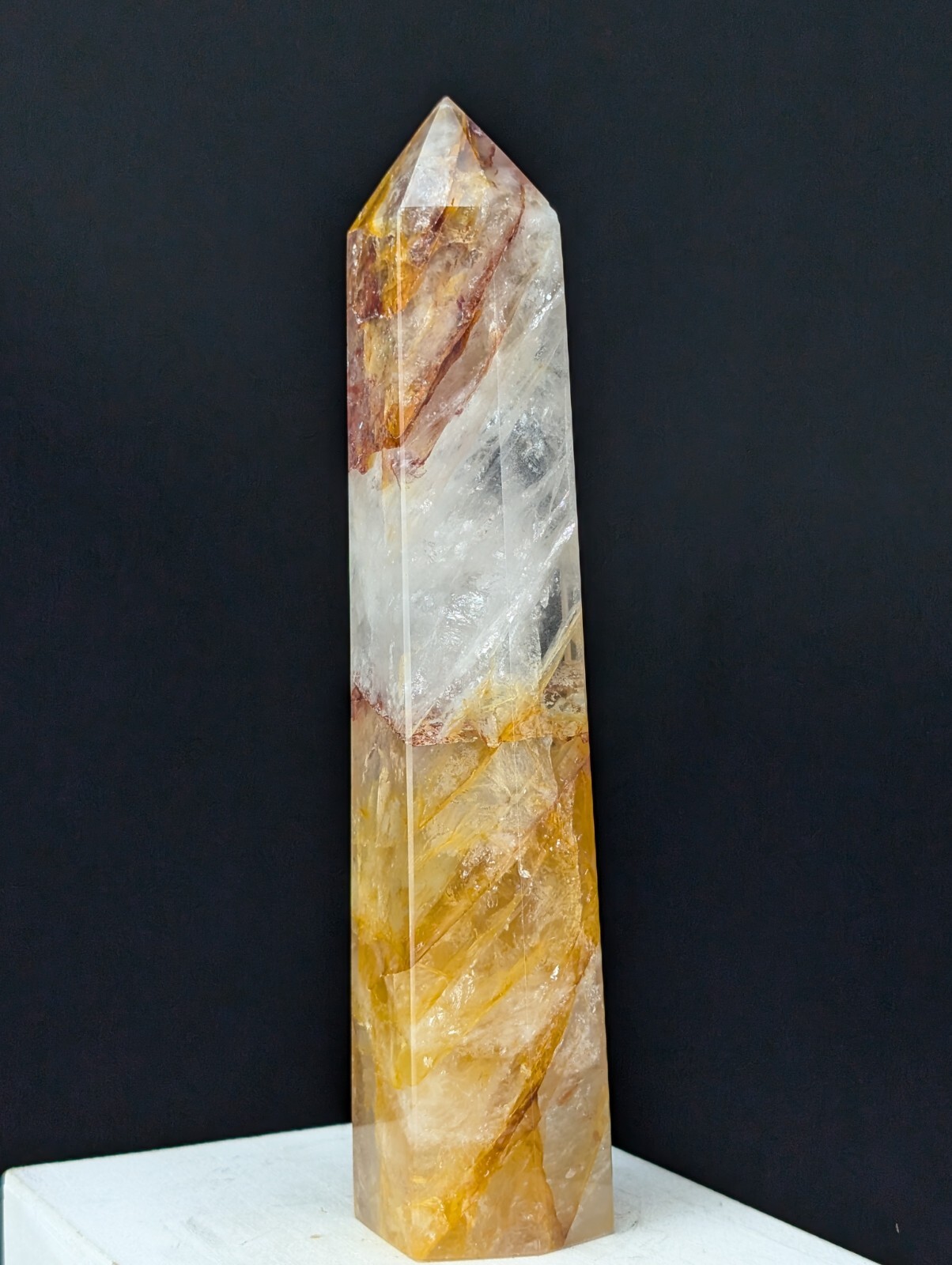 Golden Healer Tower Point Crystal Quartz Gemstone Large Big Tall Chakra Wand