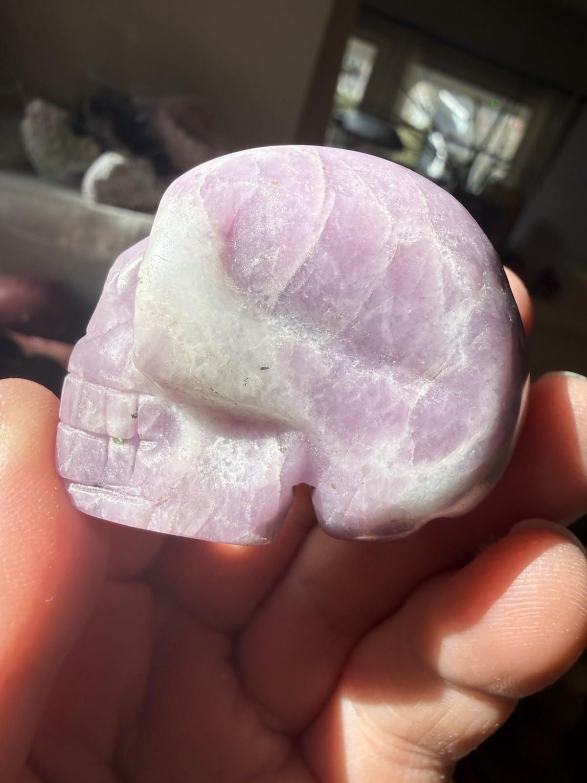 Natural Lepidolite Skull Carving Crystal Pink Gemstone From Australia