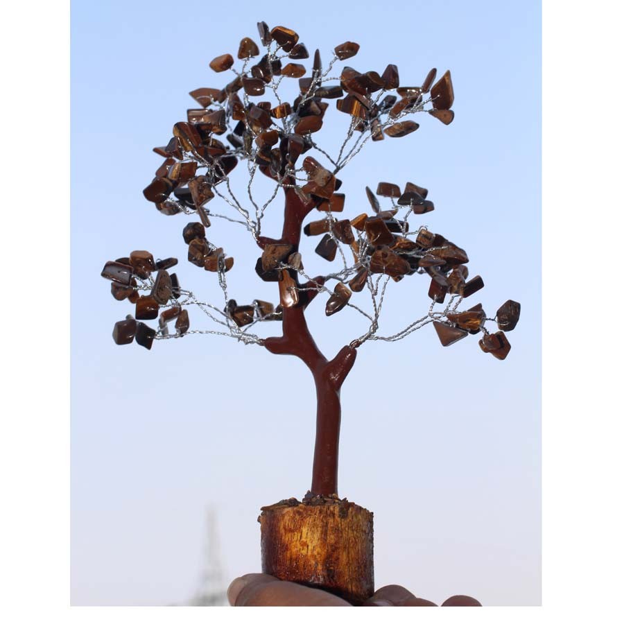 150+ TIger EYe Gemstones SIlver Branches Bonsai Money Tree Decor 8-9.5″ JW