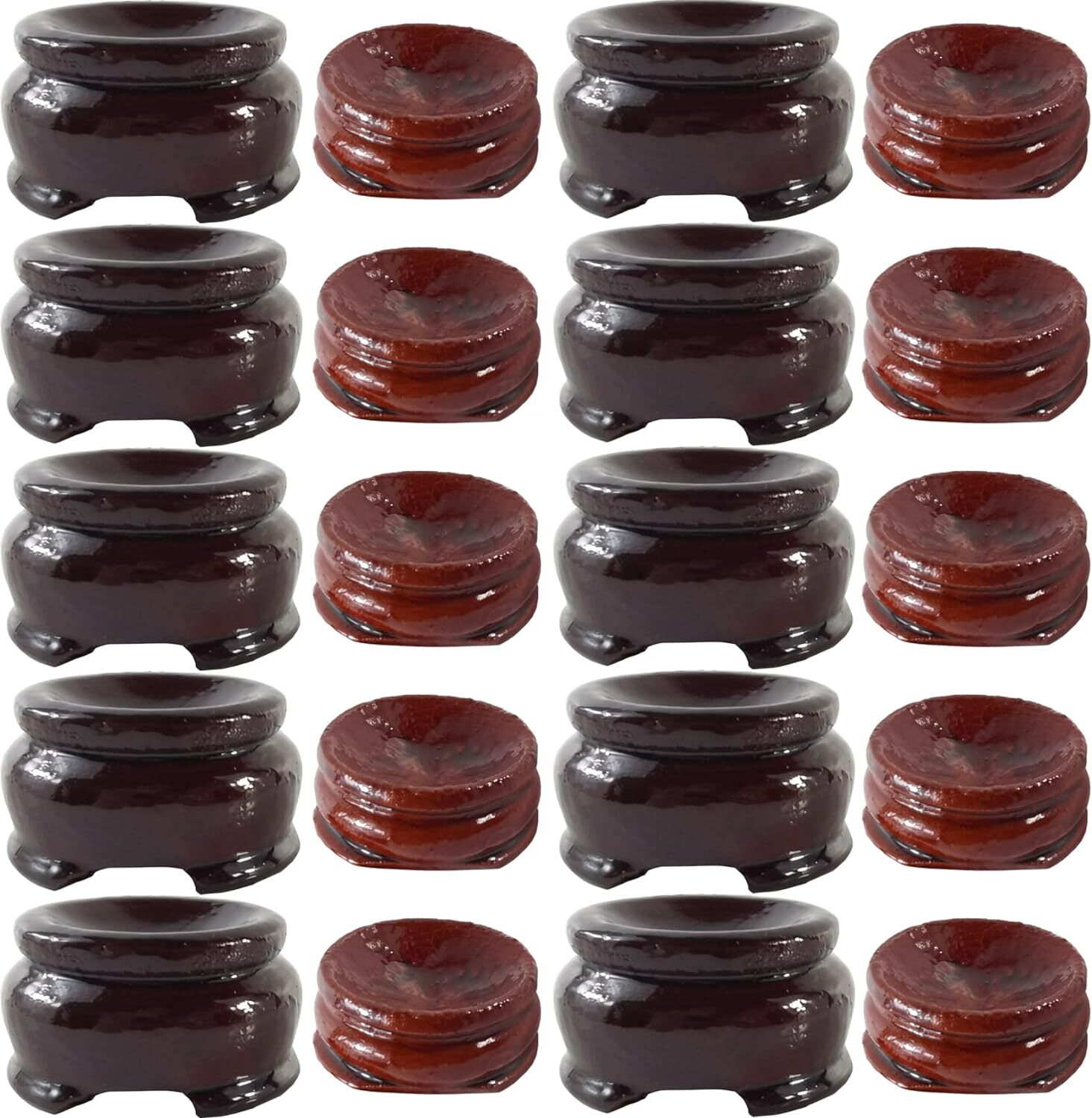 Dark Red Wooden Display Stand Set For Eggs Crystals Golf Balls Retro Style
