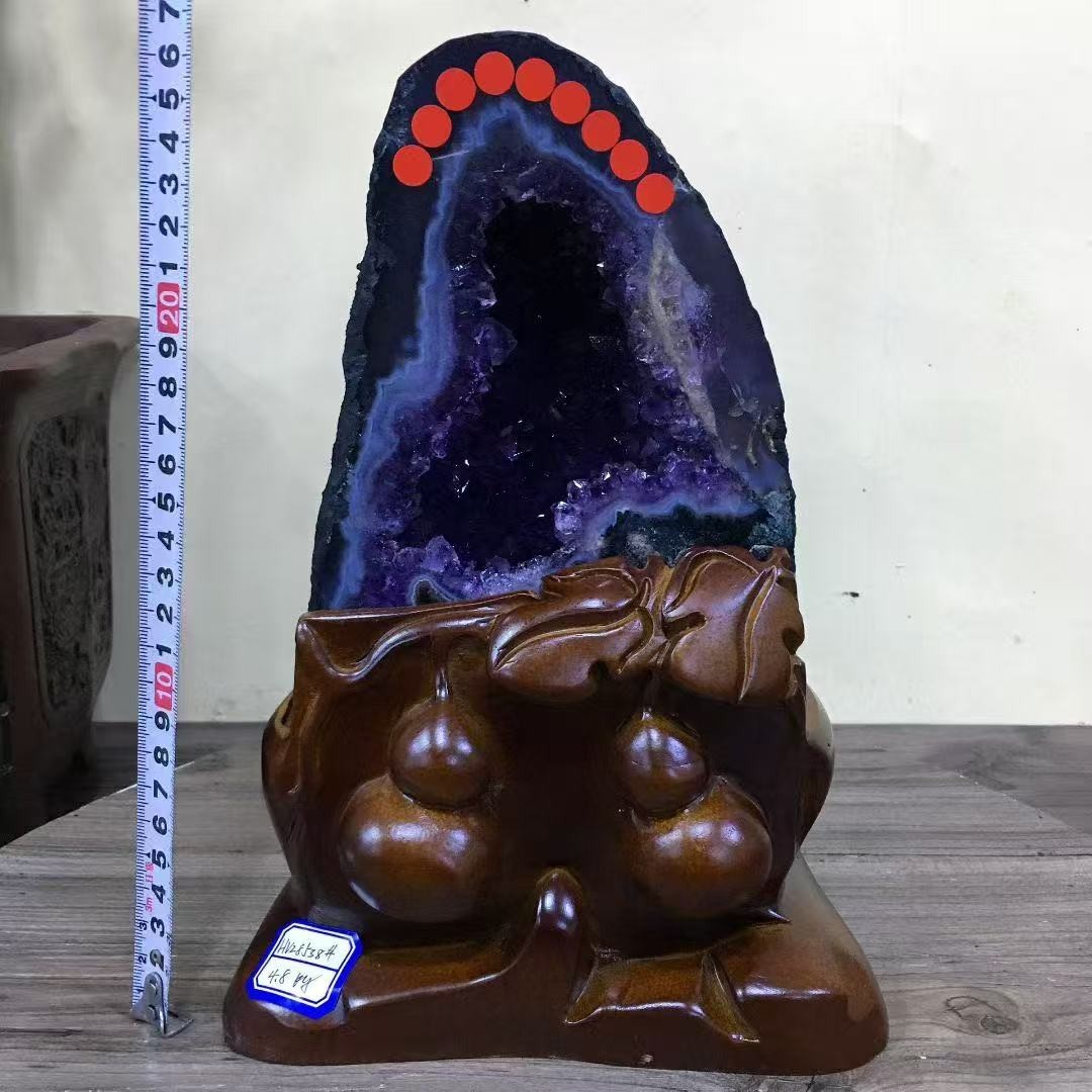 10.5LB TOP Natural Uruguay Amethyst Geode Quartz Crystal Reiki Decor + Stand A+