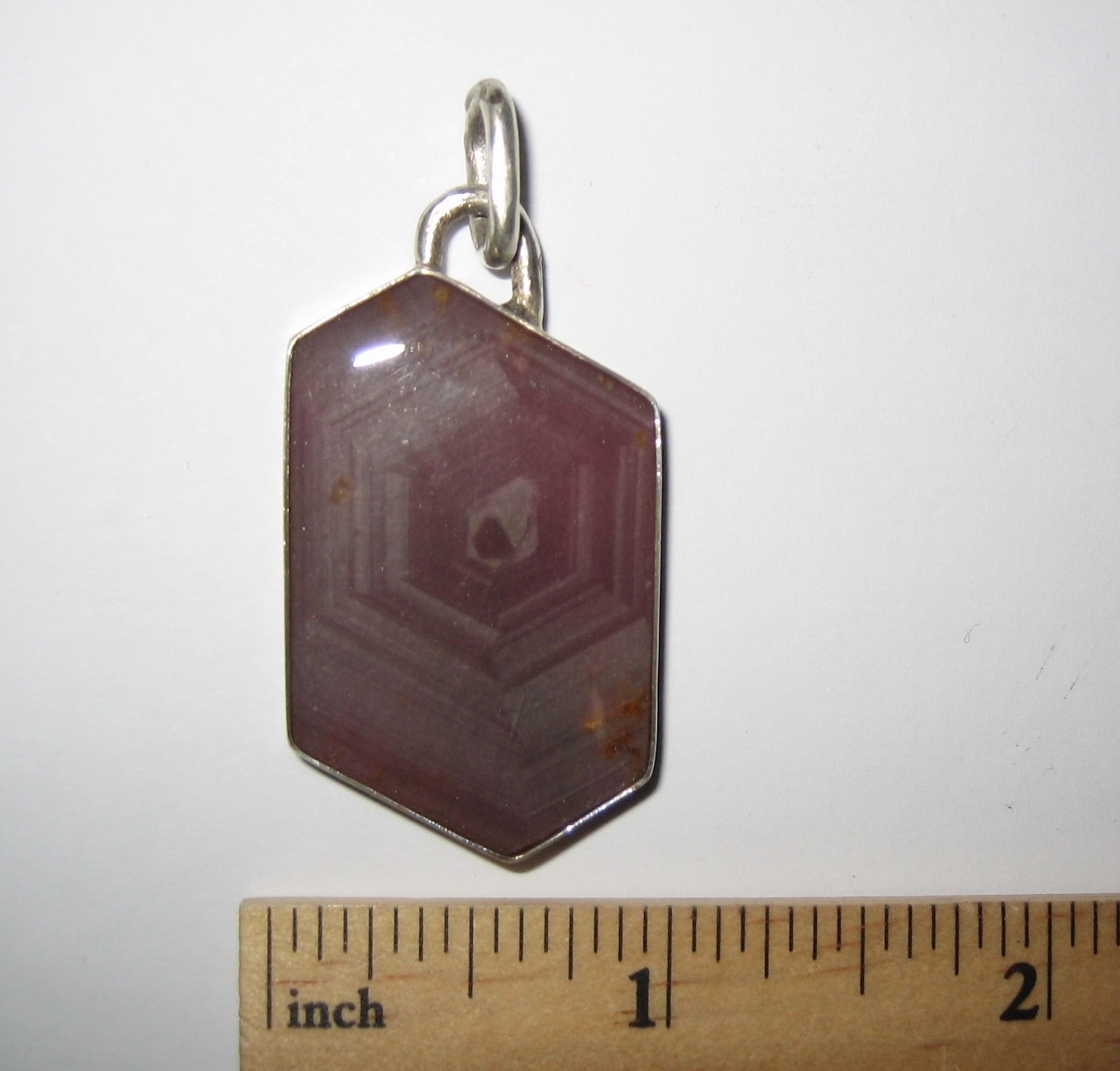 36mm x 22mm RUBY CRYSTAL STONE MINERAL SILVER PENDANT TANZANIA W/ RESIN COATING
