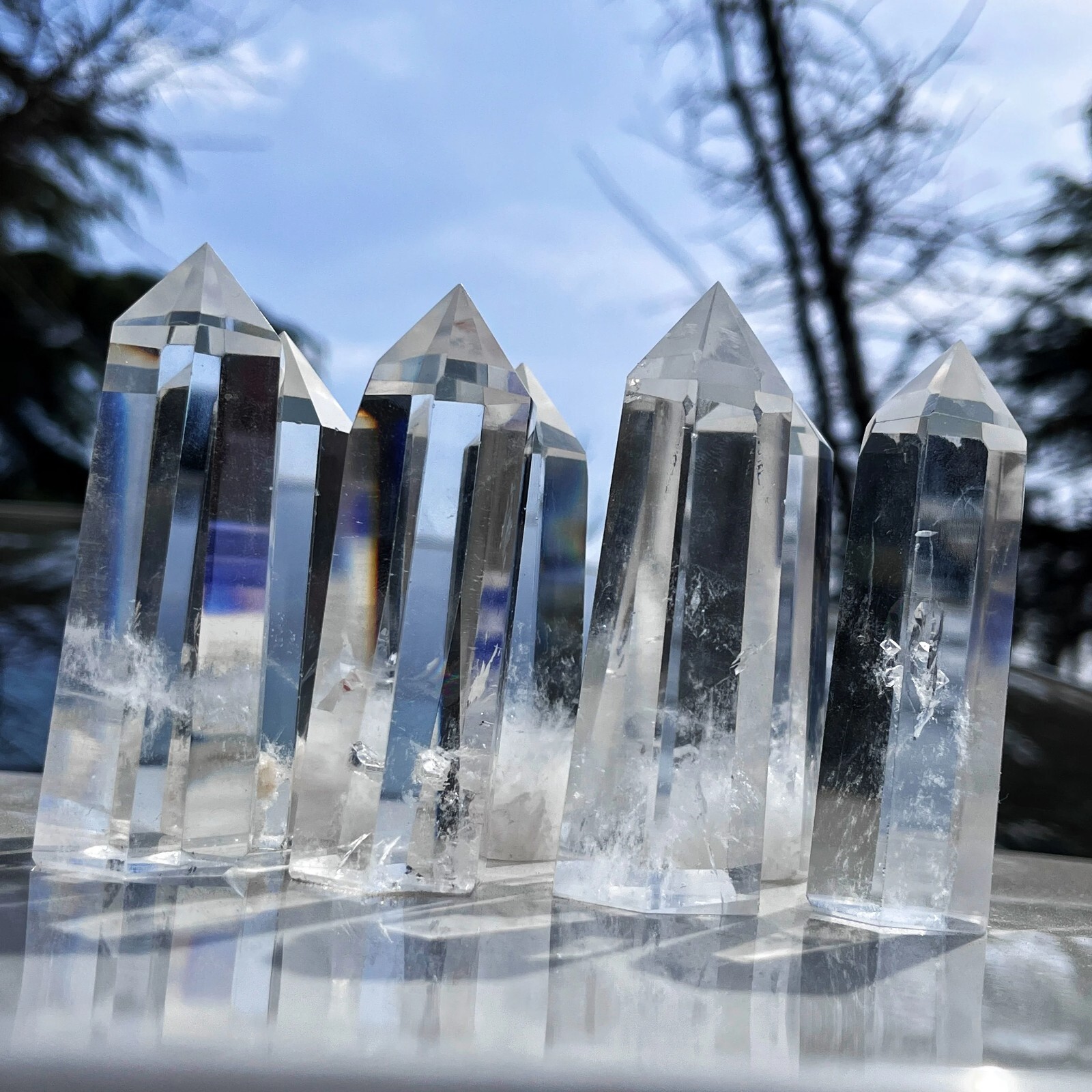 Natural Clear Quartz Tower Point Natural White Crystal Obelisk Wand Gifts
