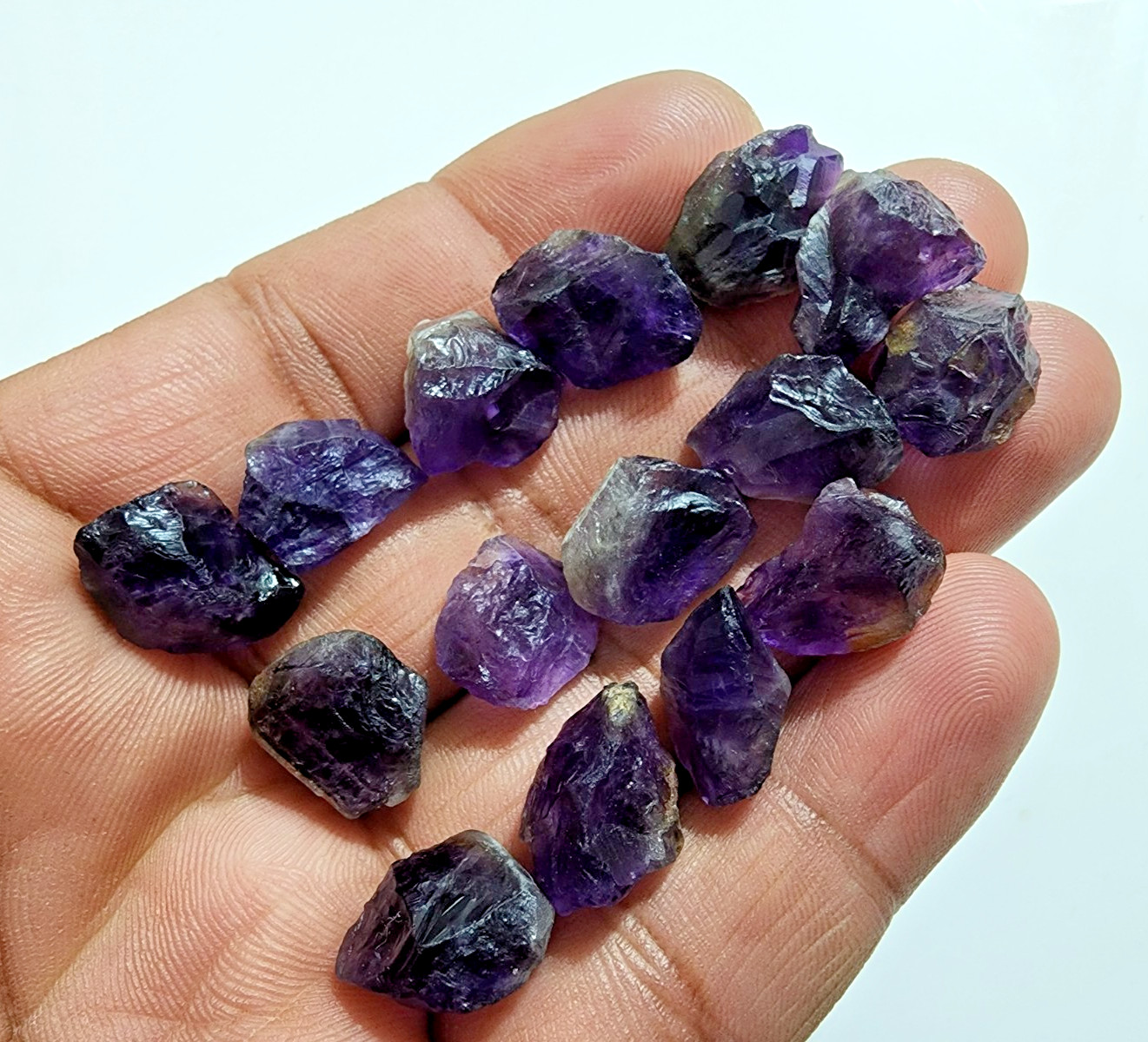15 PCS Glowing A+ Purple Amethyst Rough Gemstone Raw Size 13-17 MM Crystal Rough