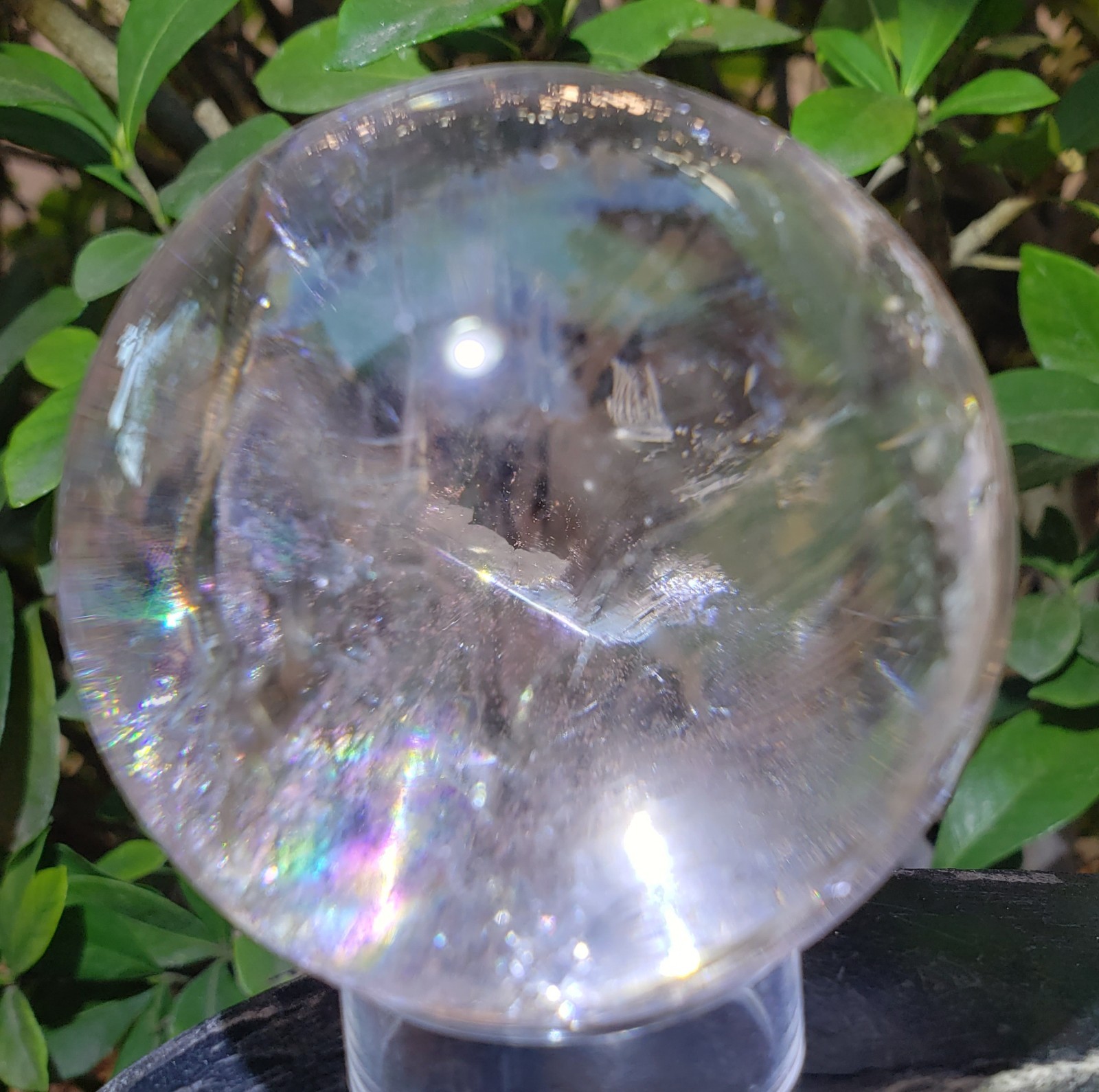2.3″ Clear Quartz Natural Crystal Ball Sphere Orb Rainbows Phantom, 274g