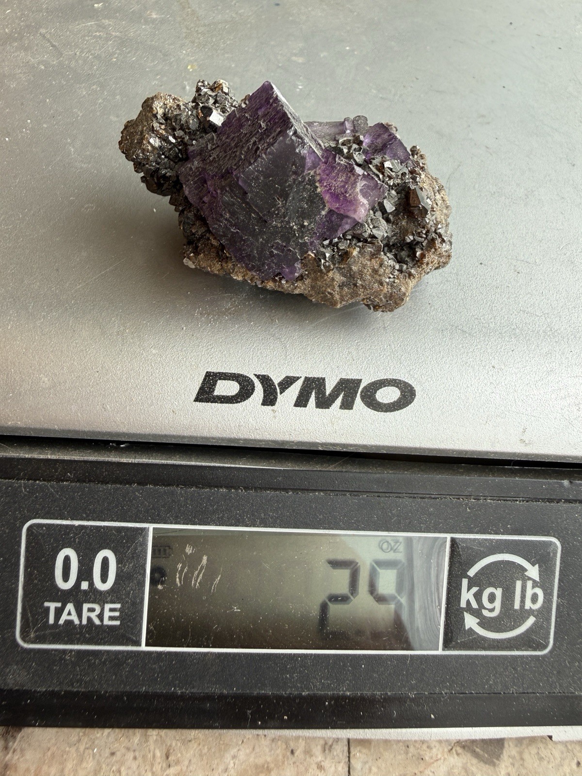 Purple Fluorite on Sphalerite Crystal Cluster Elmwood Mineral Specimen 84g