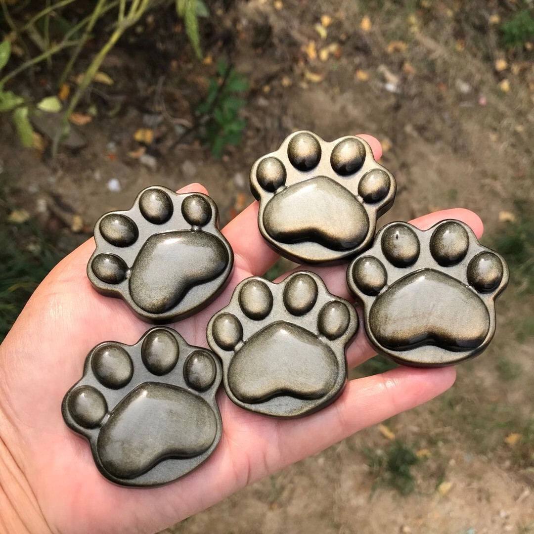 1pc Natural silver obsidian Quartz Carved Cat-claw Skull Energy Healing Gem gift