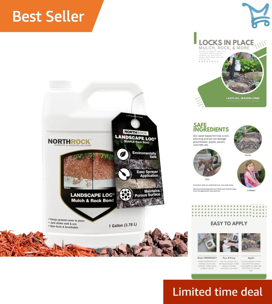 Mulch & Rock Bond Vinyl Acetate Waterproof Pet Friendly Stabilizing Glue 1 Ga…