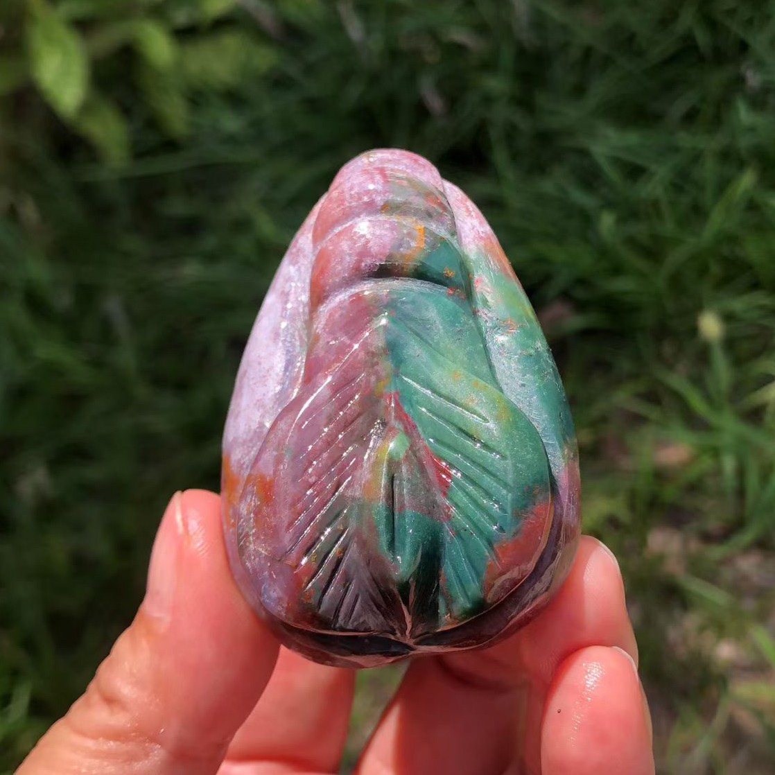 Natural Ocean Jasper Quartz Hand Caved Source of life Crystal reiki healing 1pc