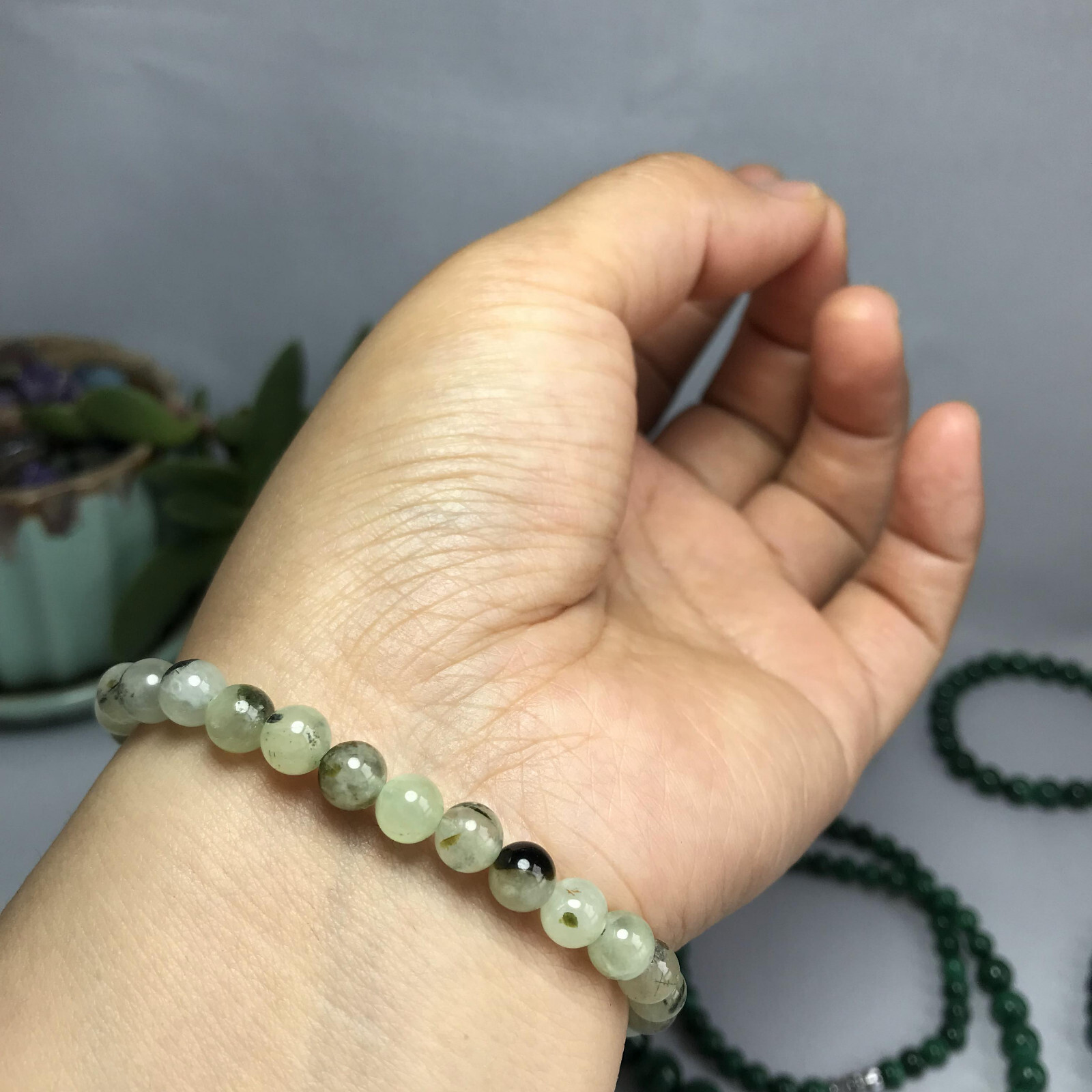6mm Natural Polish Clear Grape stone bracelets Crystal ball sphere Specimen