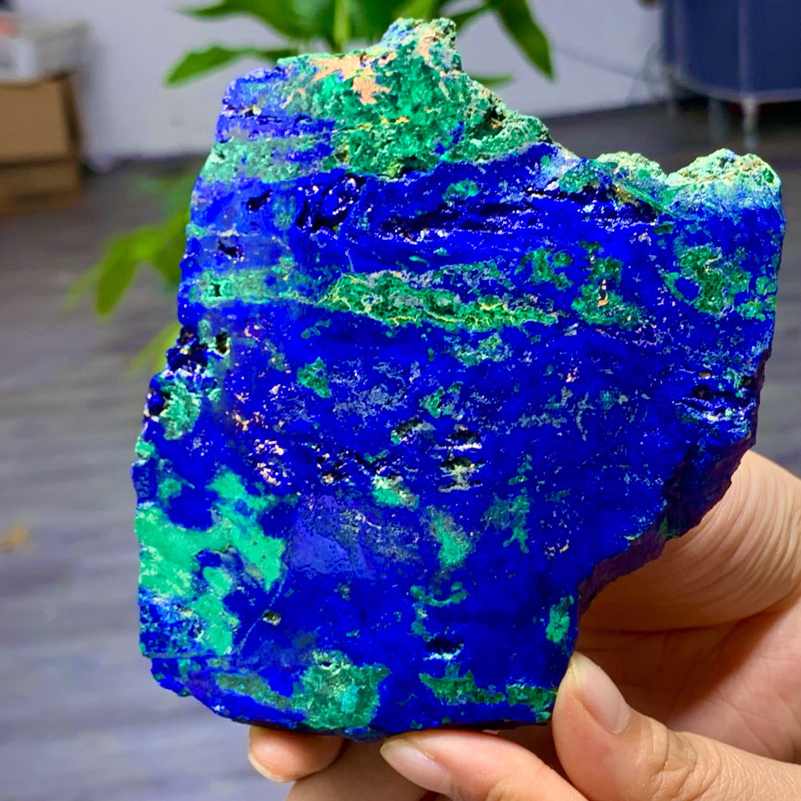 290G BEST Natural Azurite/Malachite Flaky crystal minerals specimens