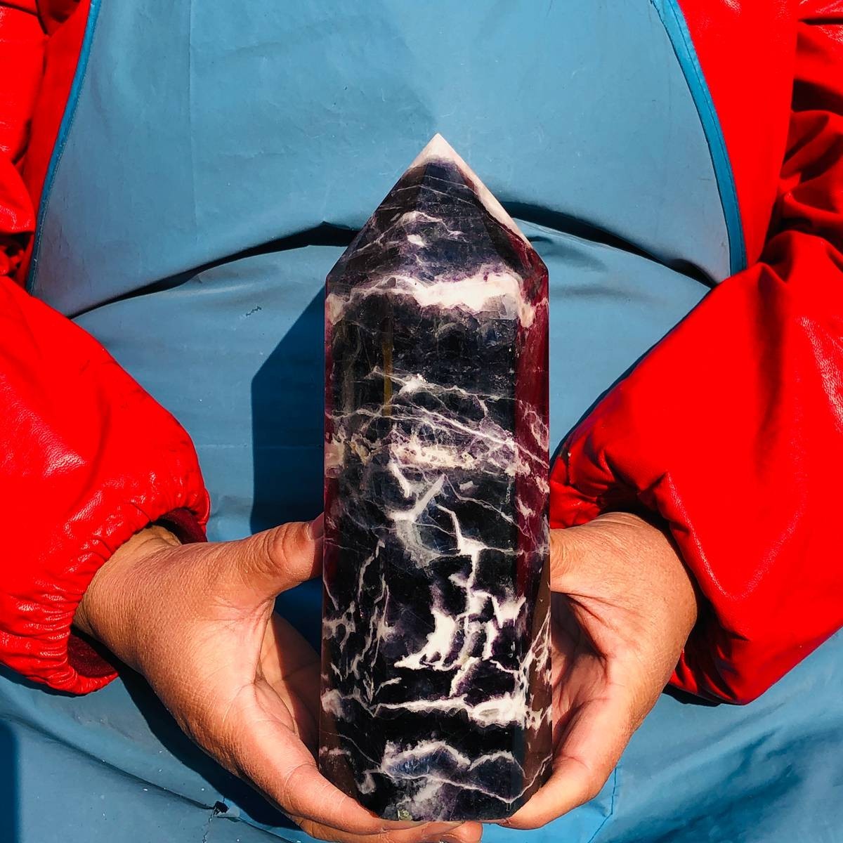 4.15LB Natural Colourful Fluorite Obelisk Quartz Crystal Tower Healing