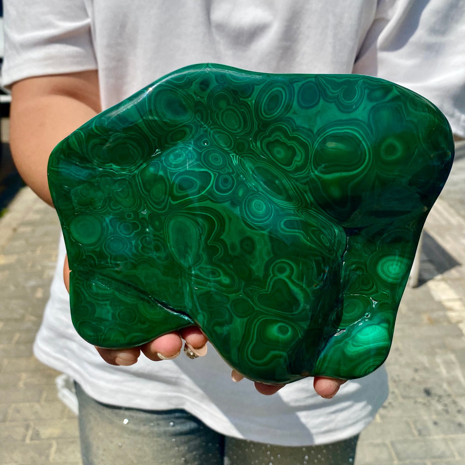 5.04LB Natural glossy Malachite transparent cluster rough mineral sample