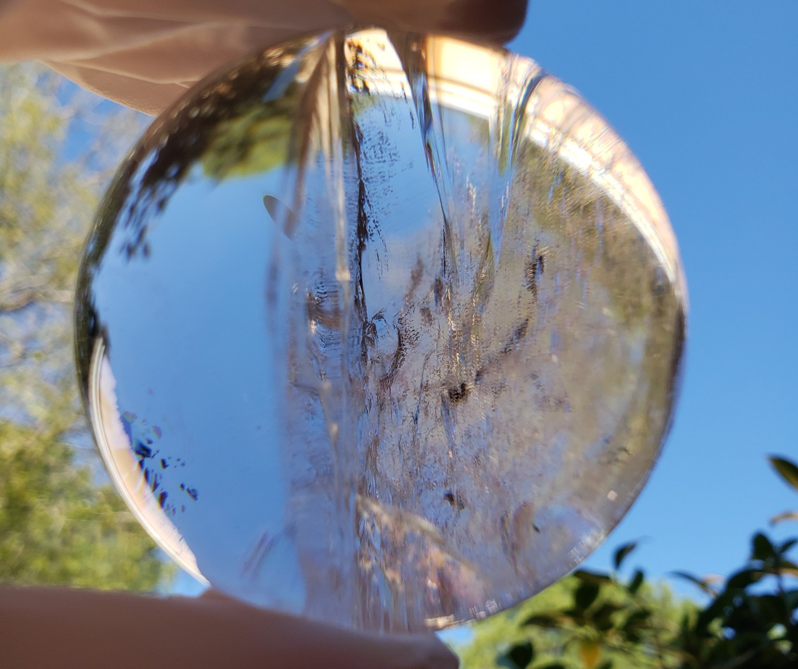 2.3″ Clear Quartz Natural Crystal Ball Sphere Orb Rainbows Phantom, 274g