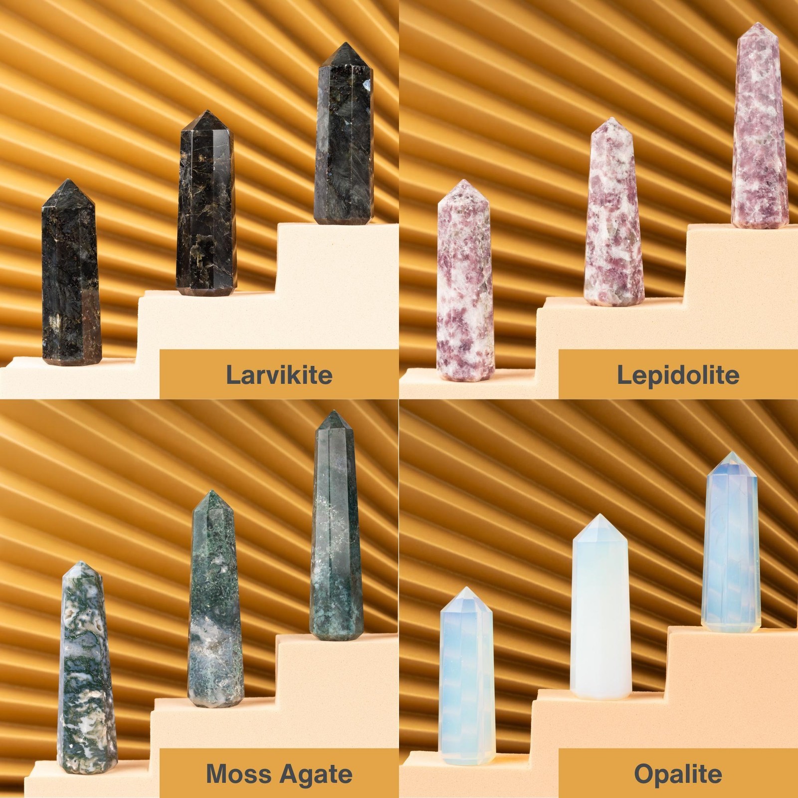 Obelisk Crystal Tower Point, Polished Healing Stone, Crystal Decor Gift, 38 Type