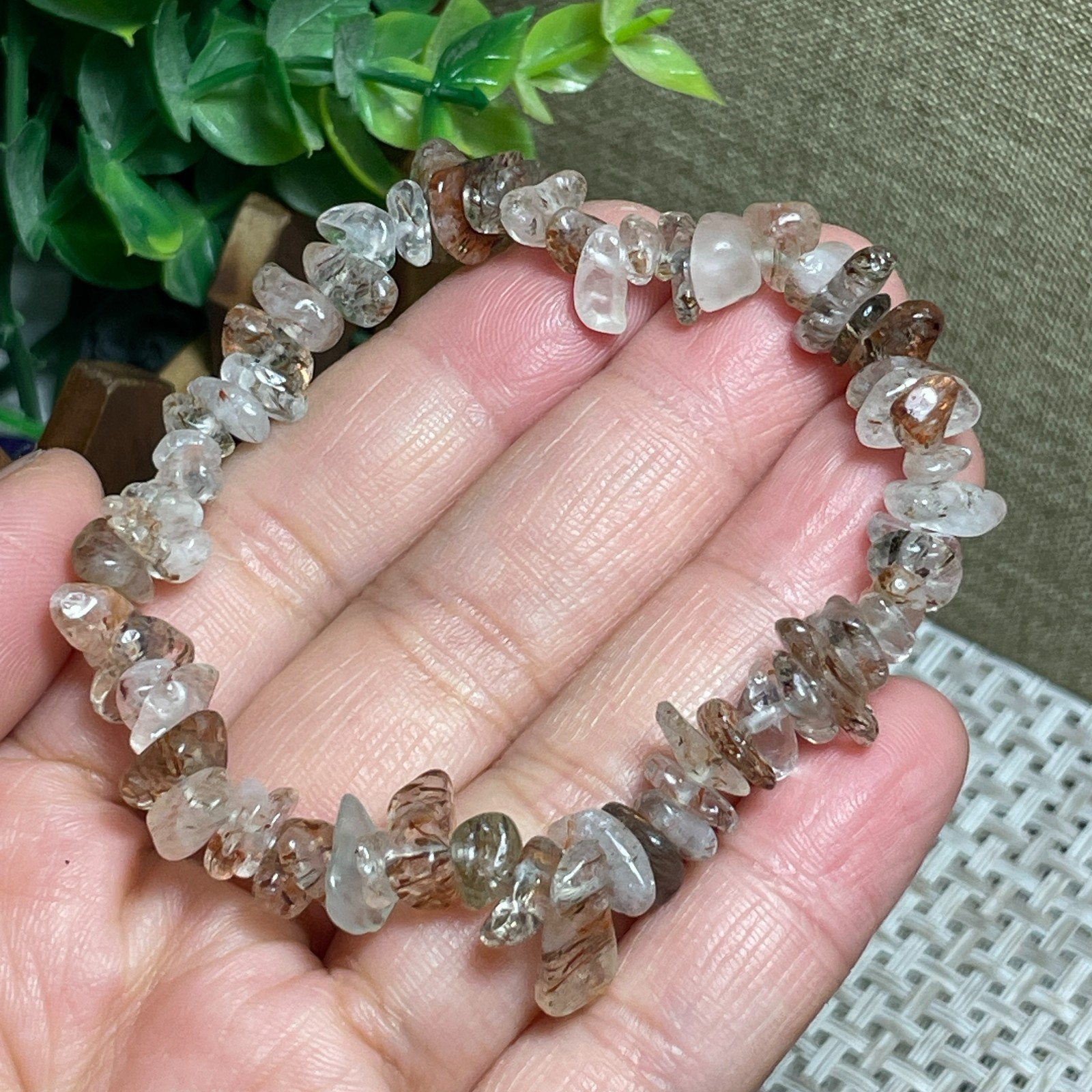 1pcs Multicolored tourmaline stone Chip beads Stretch Bracelet E6184