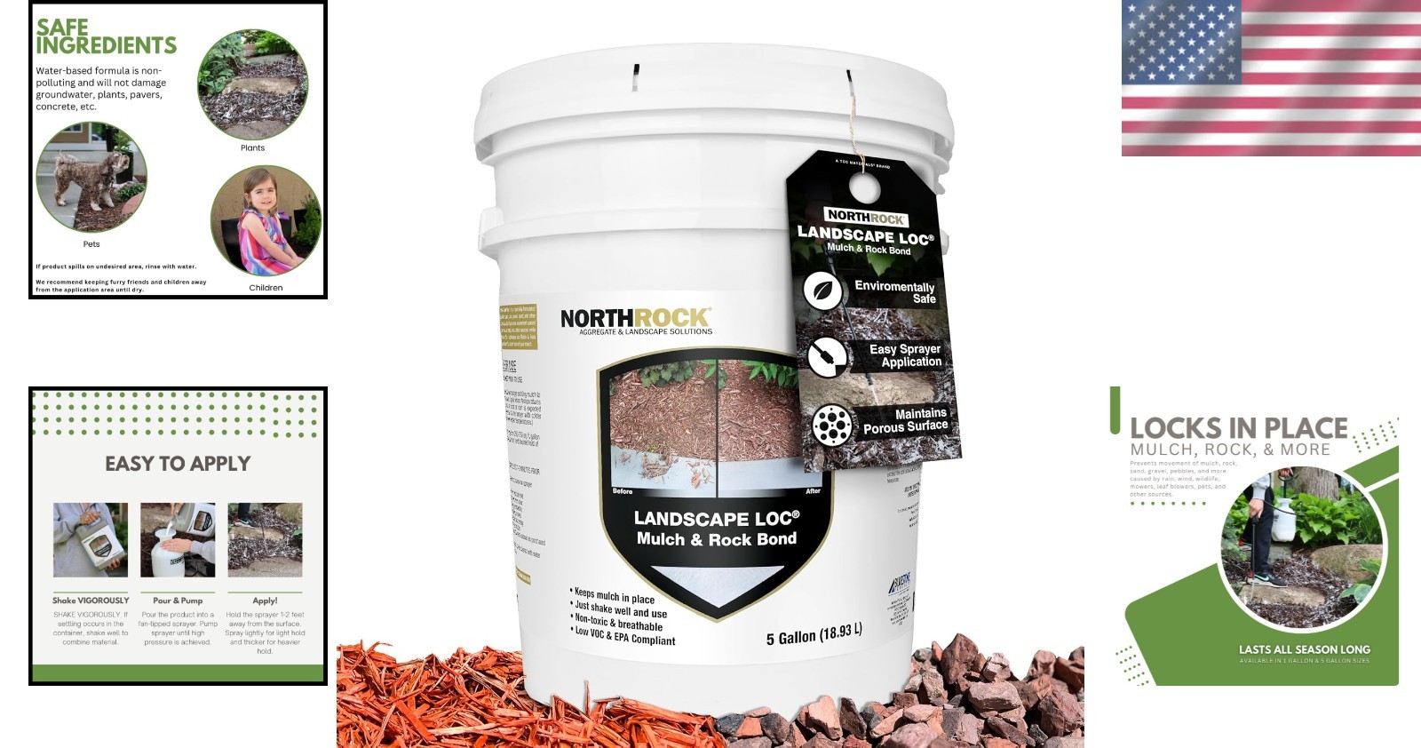 Mulch & Rock Binder 5 Gal – Waterproof Plant Safe Stabilizer Glue