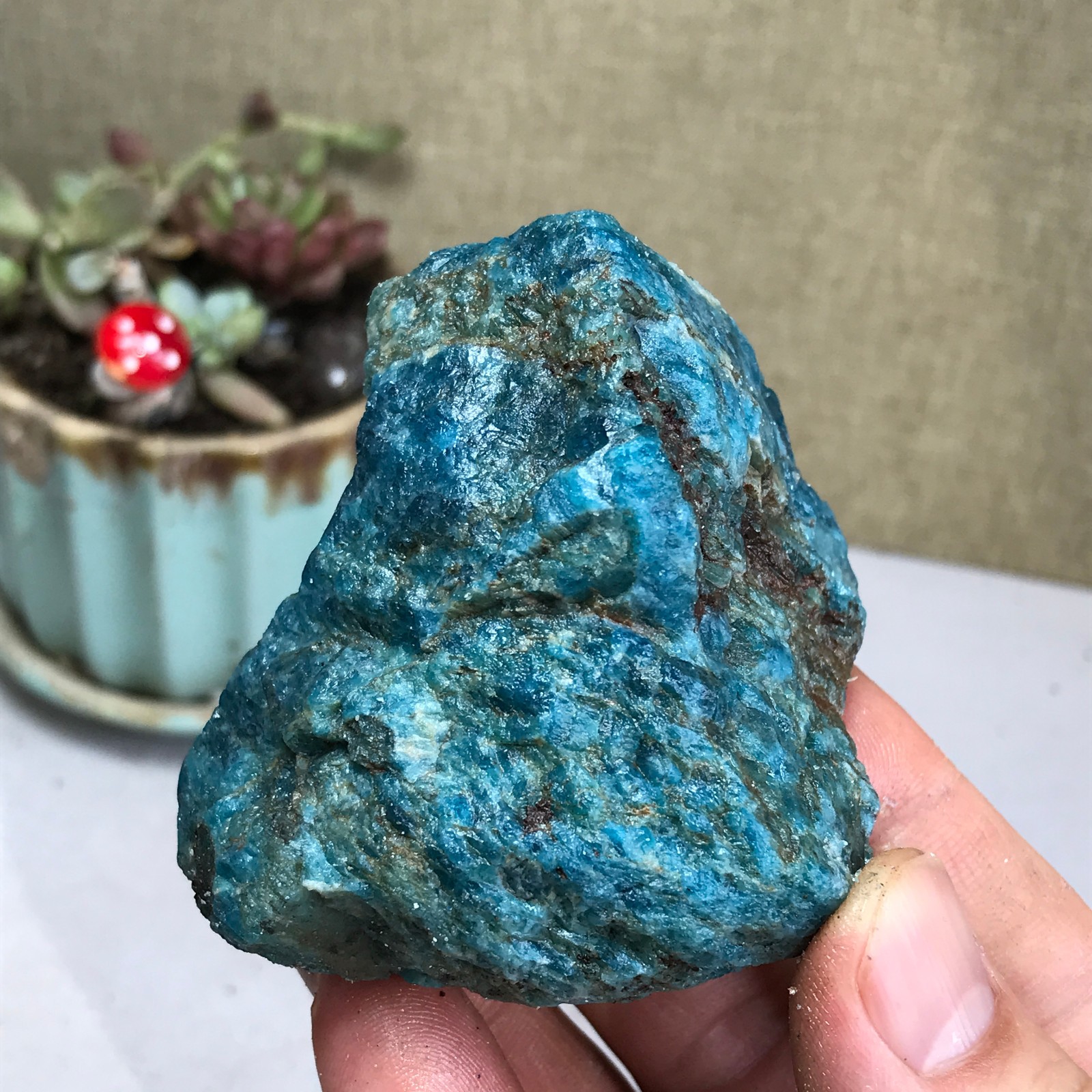 57-49-50mm Top Natural apatite Crystal uncut gemstone Mineral Specimen A4189