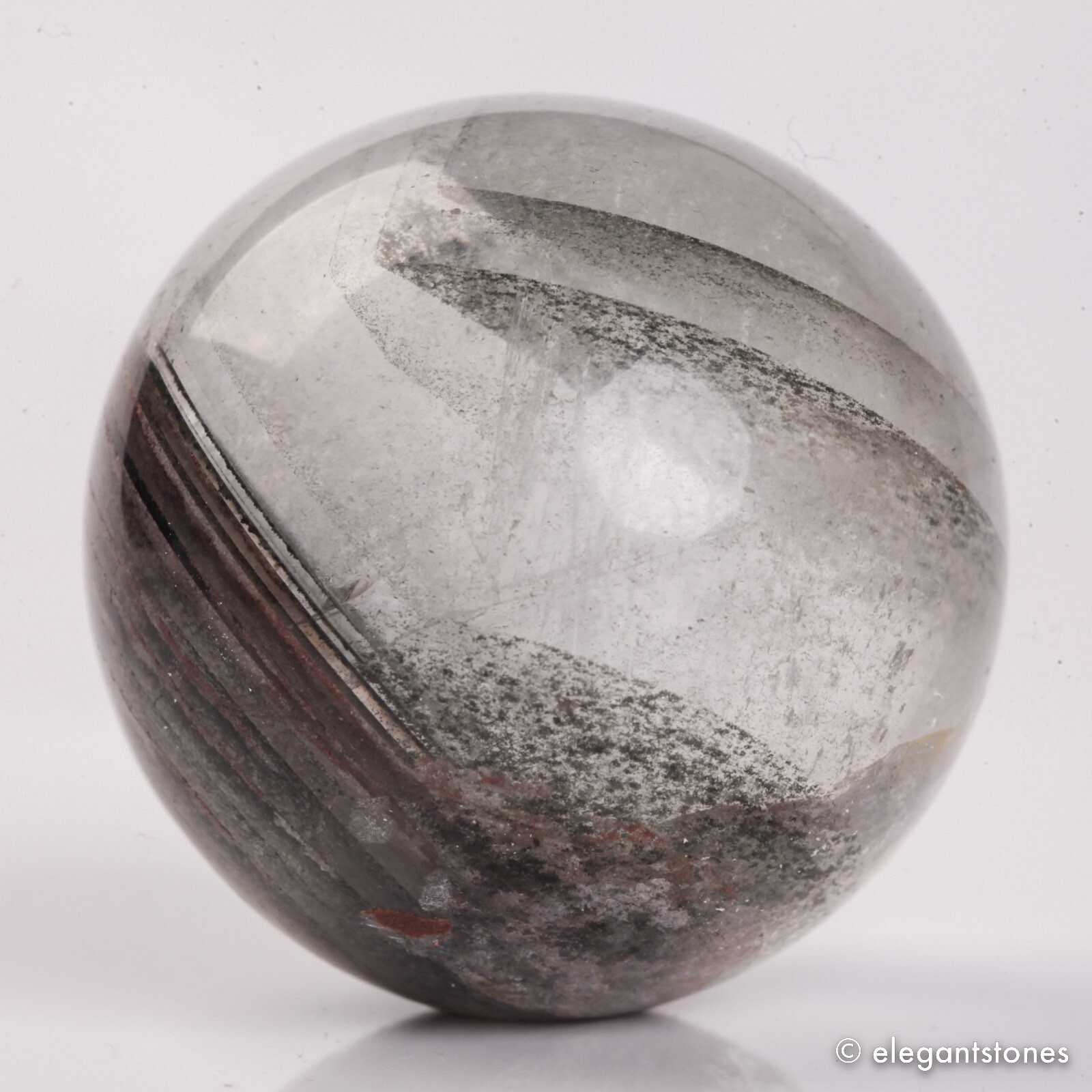 62g35mm Natural Garden/Phantom/Ghost/Lodolite Quartz Crystal Sphere Healing Ball