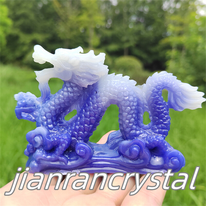 4″ Luminous Stone Dragon Skull Resin Decor Skull Reiki Chinese Dragon 1pc
