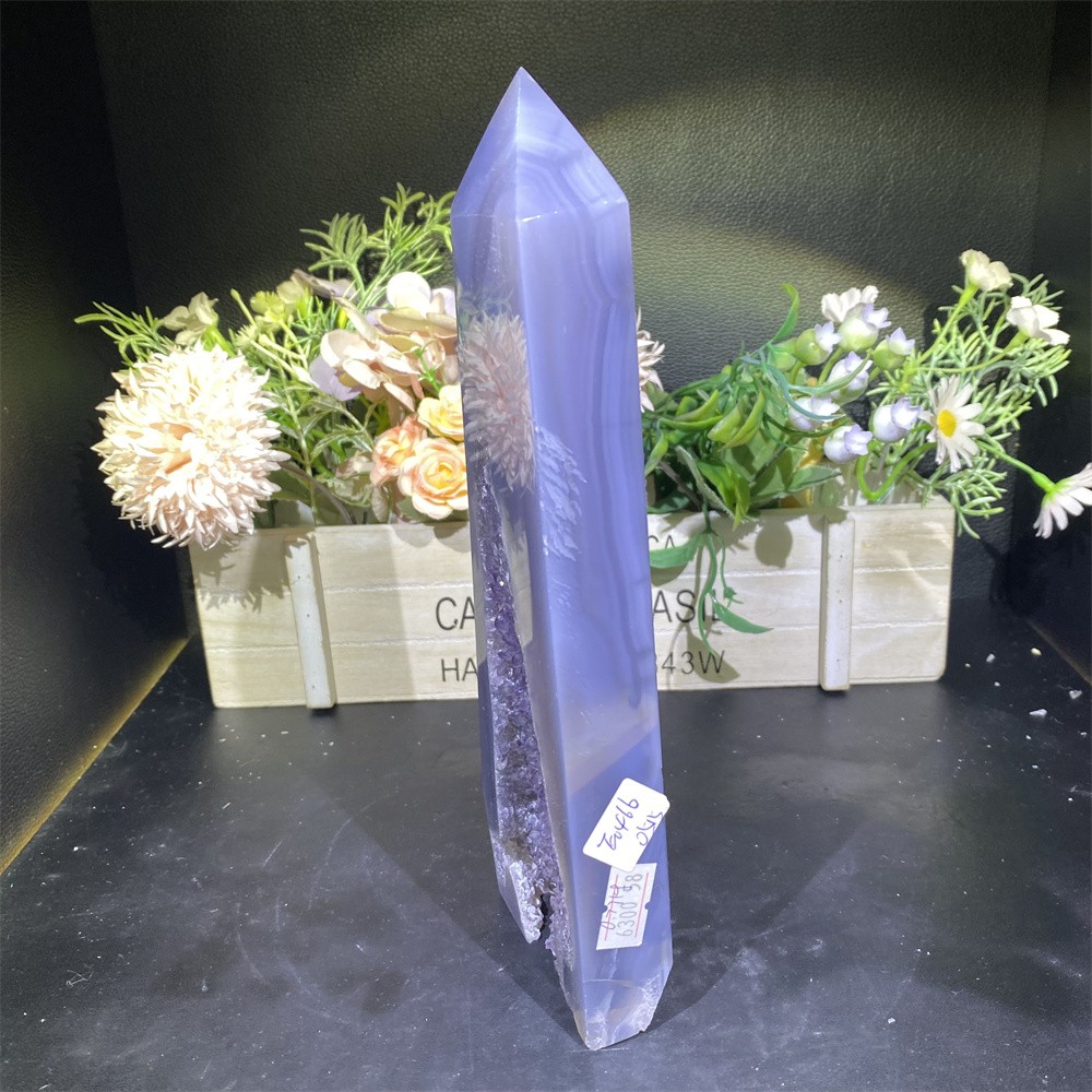 1.7LB 8.7″Natural A++Druzy Amethyst Obelisk Crystal Reiki Tower Quartz Decor