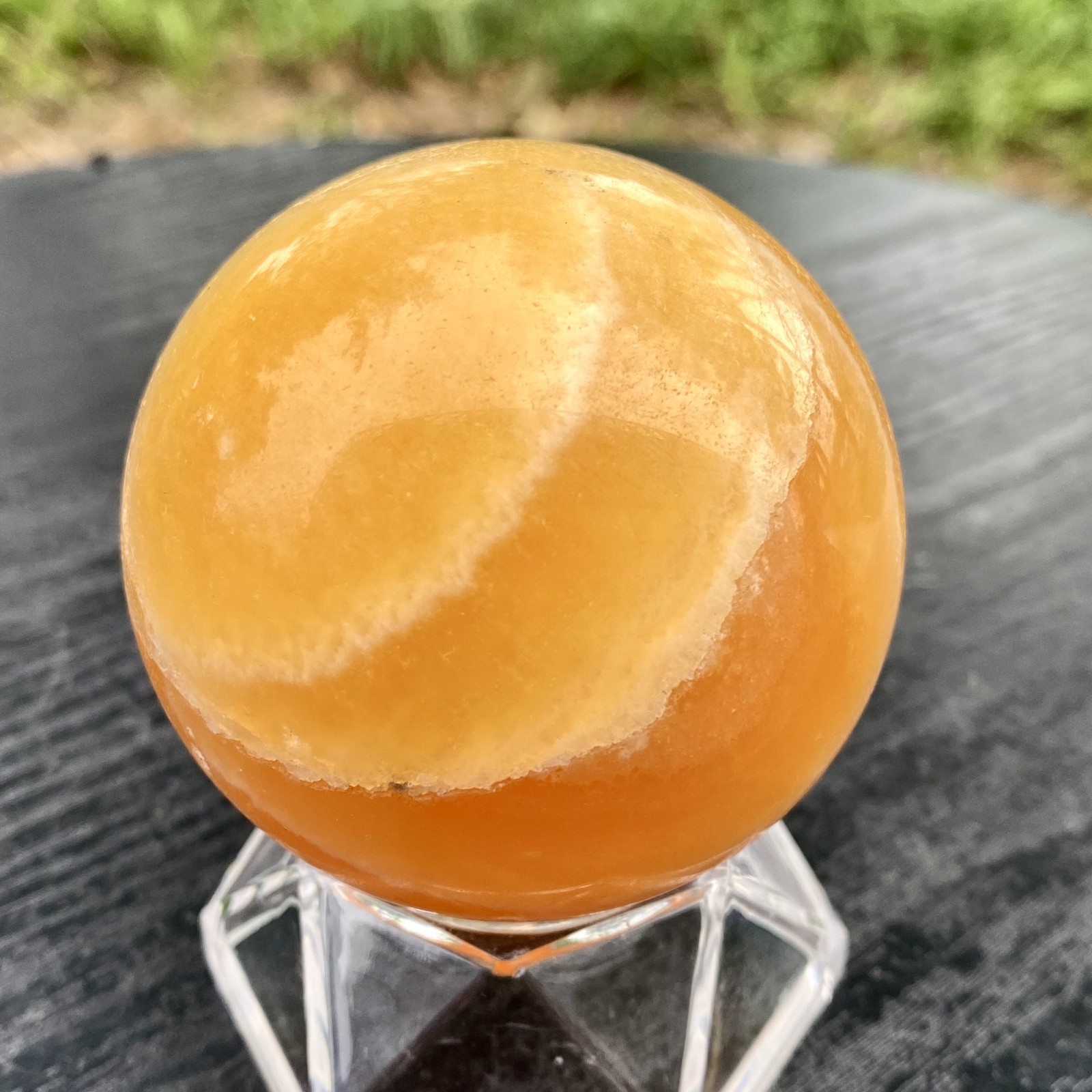 300G Natural zebra stone column /Yellow agate striped crystal ball Crystal decor