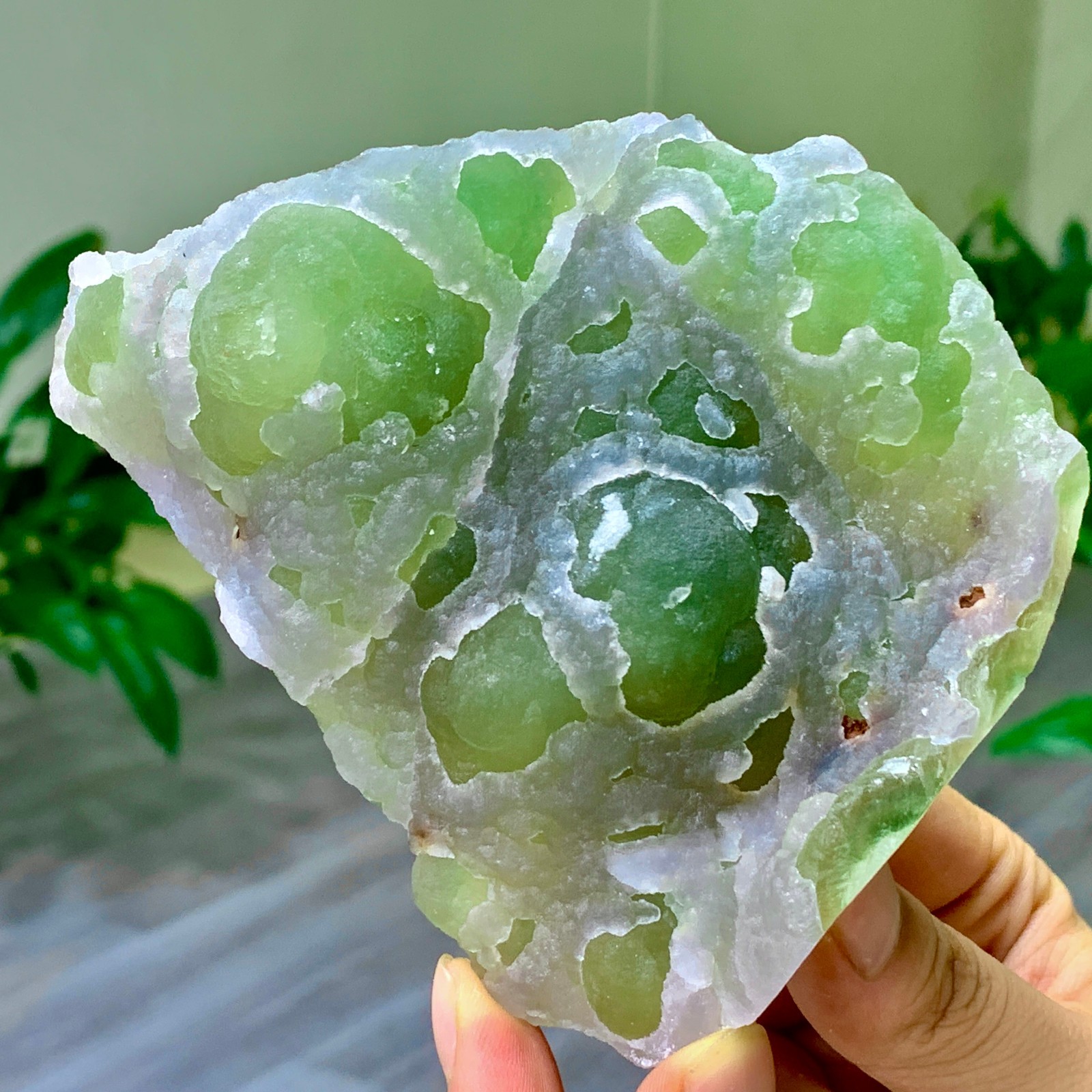 442G fluorite Green-white spherical surface mineral crystal sample/ZheJiang