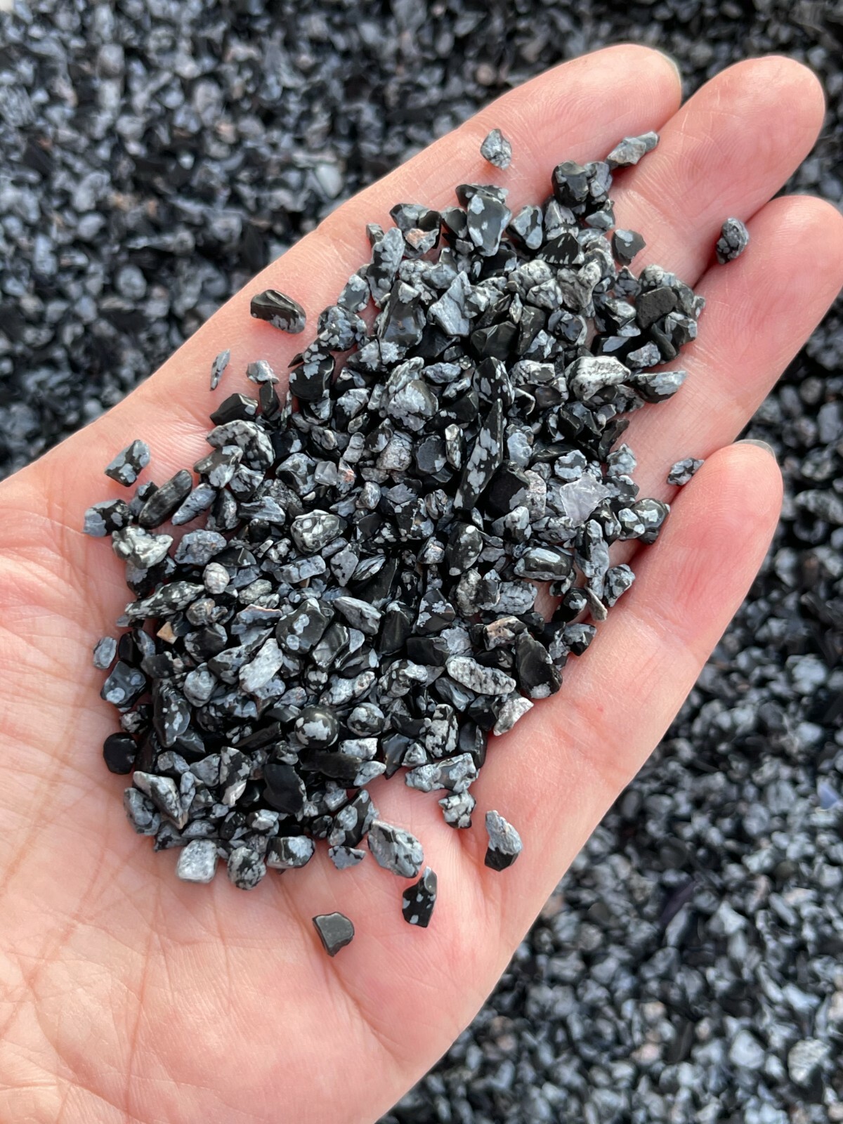 Grade A++ Snowflake Obsidian Semi Tumbled Gemstone Mini Chips 3 – 6 mm, Bulk Lot