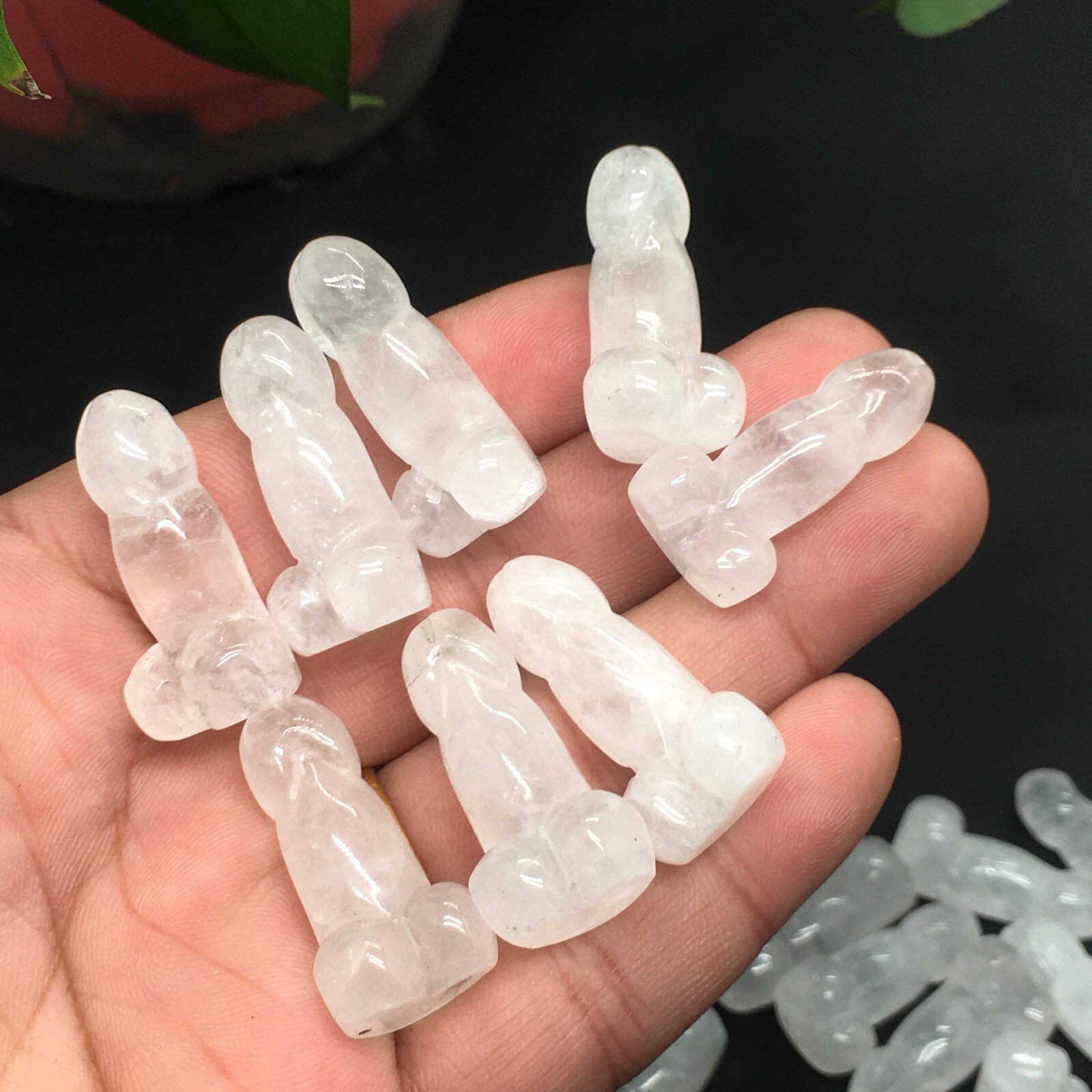 5pcs Natural white Male penis Quartz crystal Figurines Gem reiki healing random
