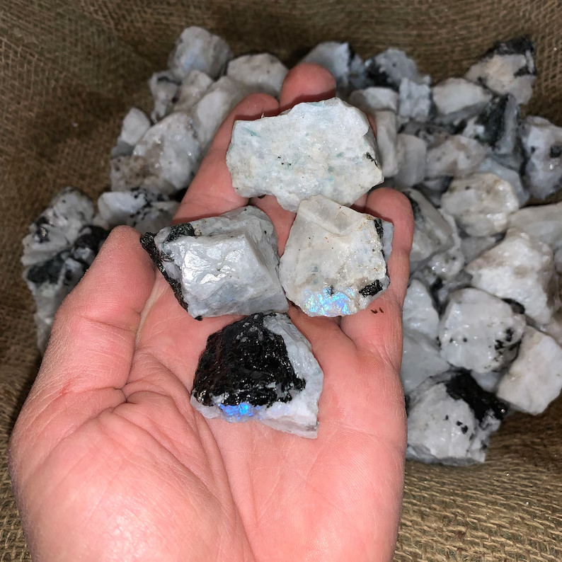 Raw Rough Rainbow Moonstone Chunk Healing Mineral Rock Specimens Gifts 1PCS