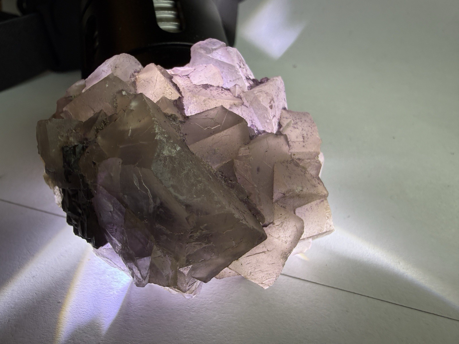 450g Transparent Light Purple Cubic Fluorite Crystal Cluster Mineral Specimen