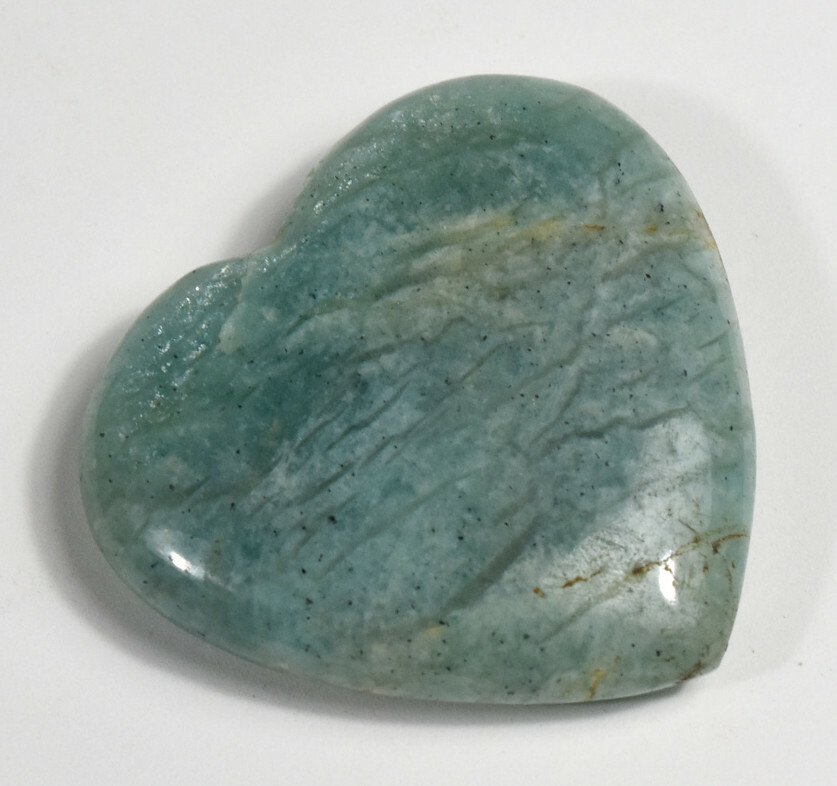 Pair 37mm Dark Green Amazonite Feldspar Gemstone Crystal Hearts Madagascar 2PCS